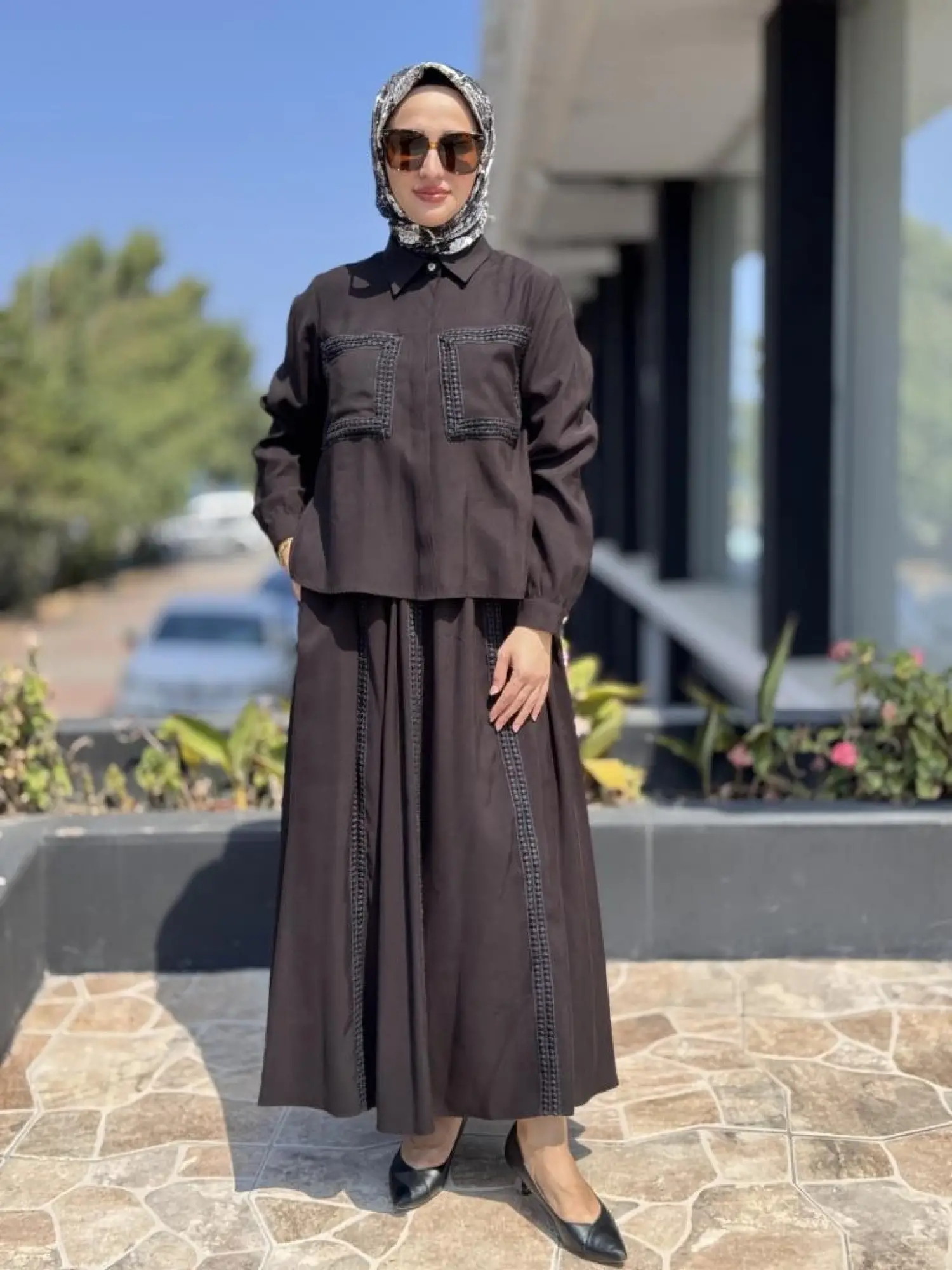 Almarwah Dantel Detaylı Gömlek Etek Takım 202869