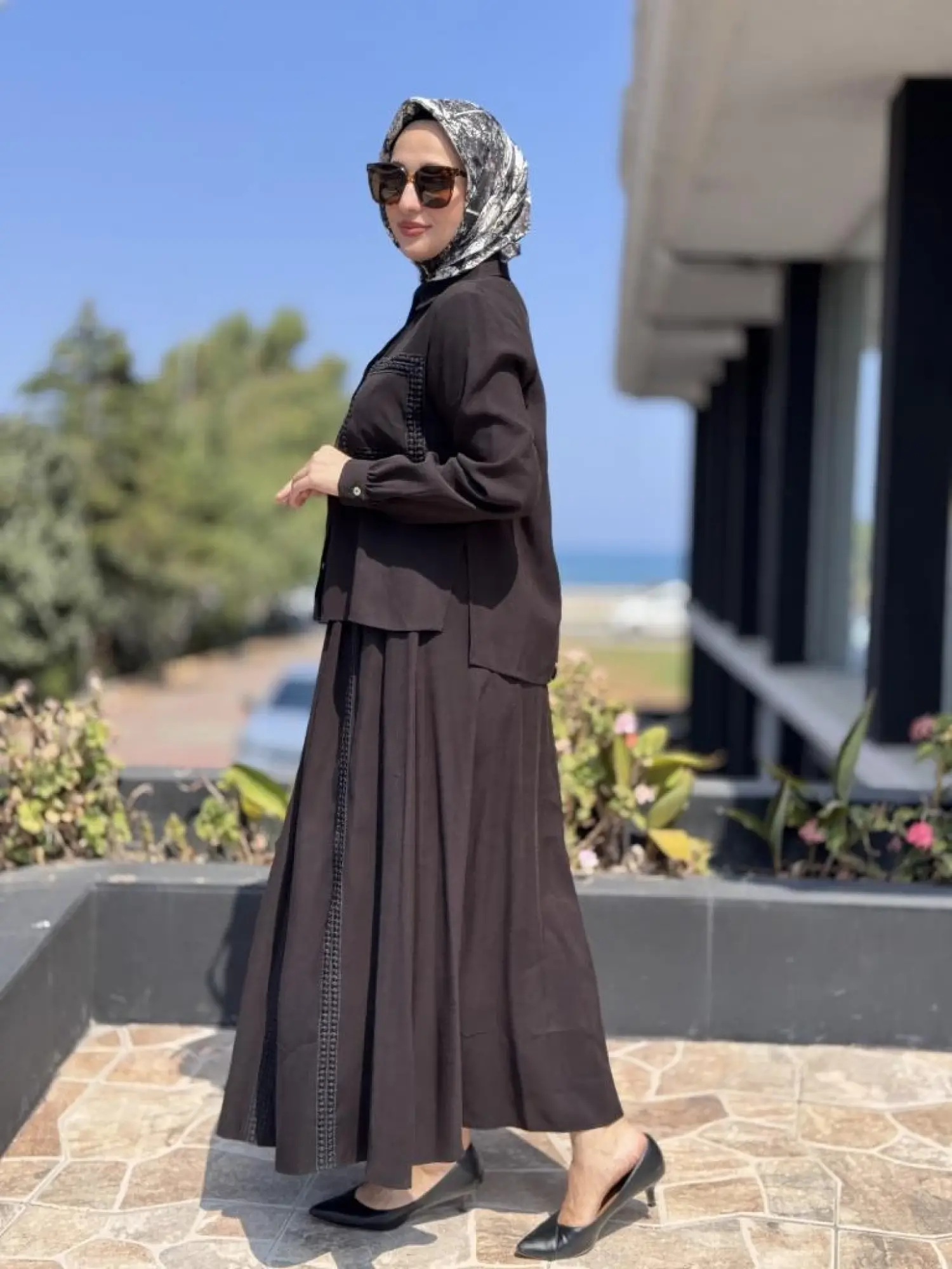 Almarwah Dantel Detaylı Gömlek Etek Takım 202869