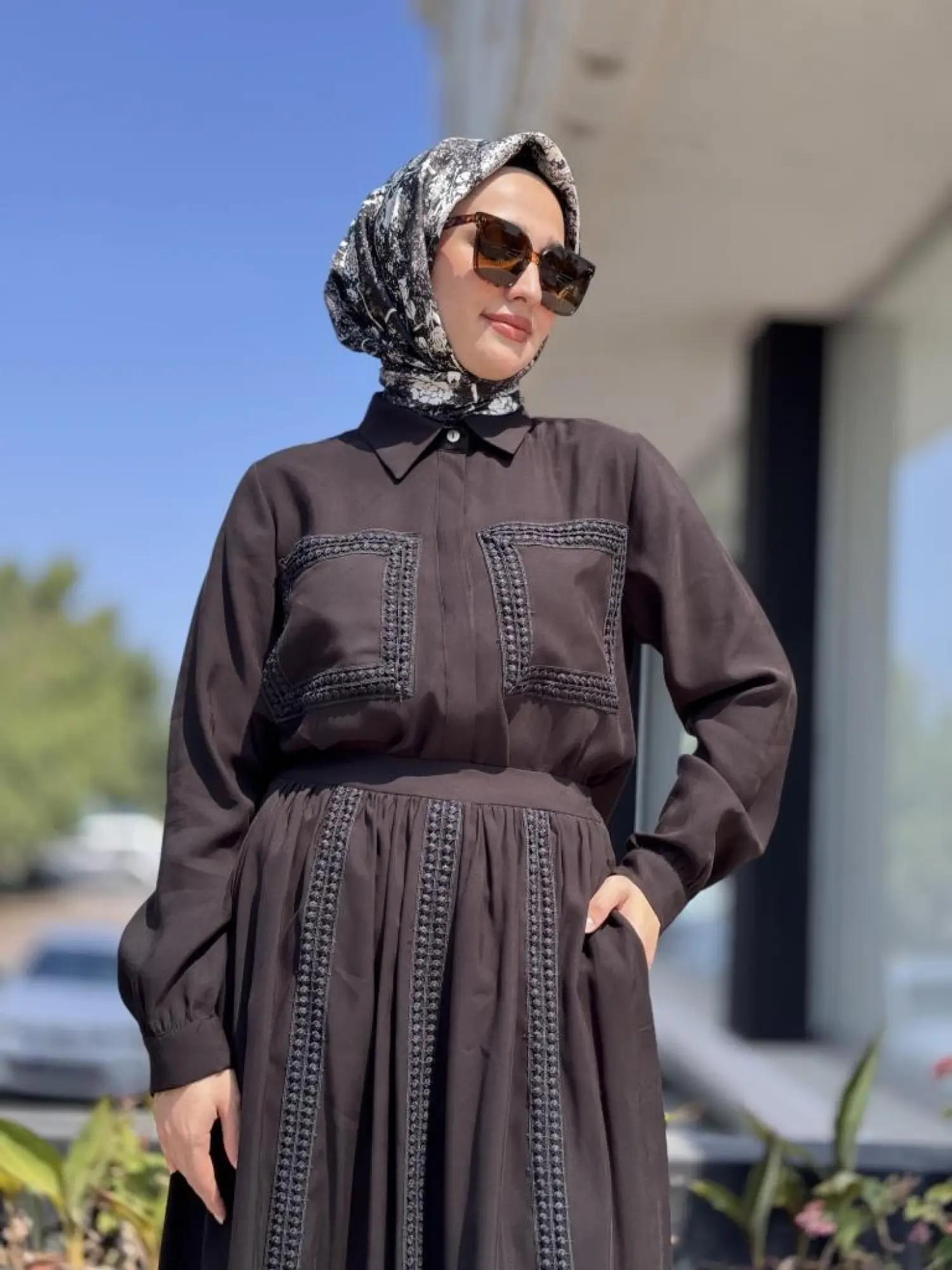 Almarwah Dantel Detaylı Gömlek Etek Takım 202869