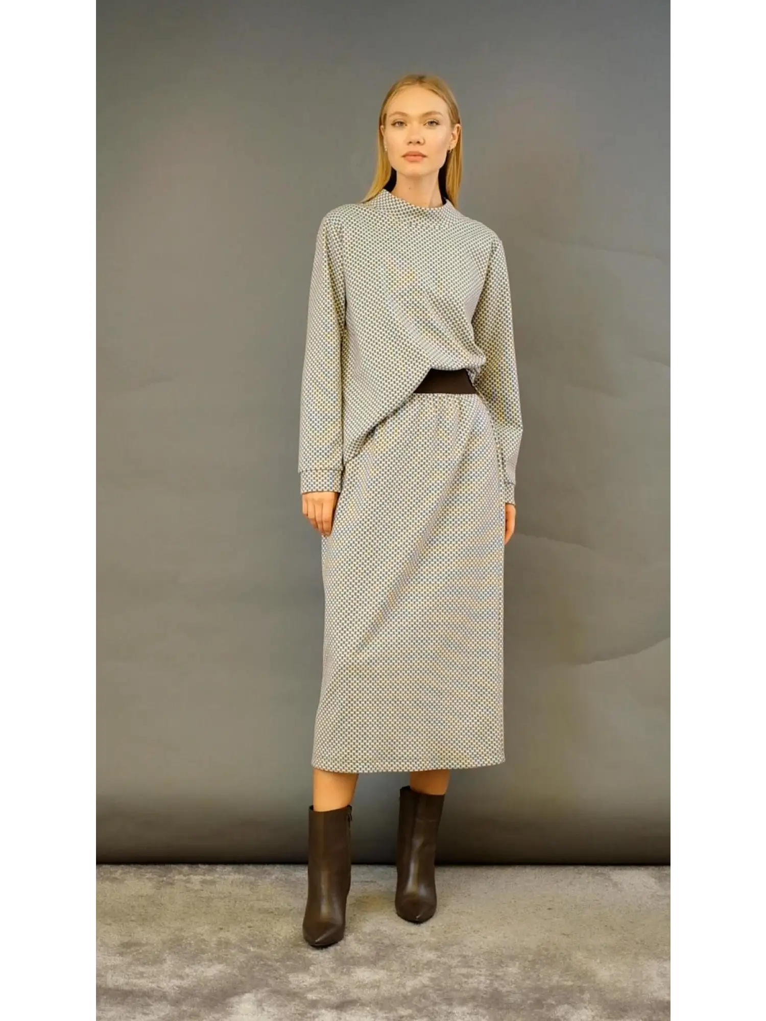 Almarwah Desenli Tunik Etek Takım 202676