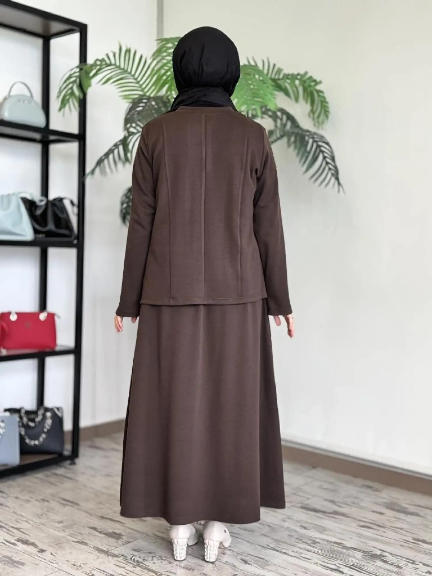 Almarwah Düğme Detaylı Bluz Etek Takım 202689