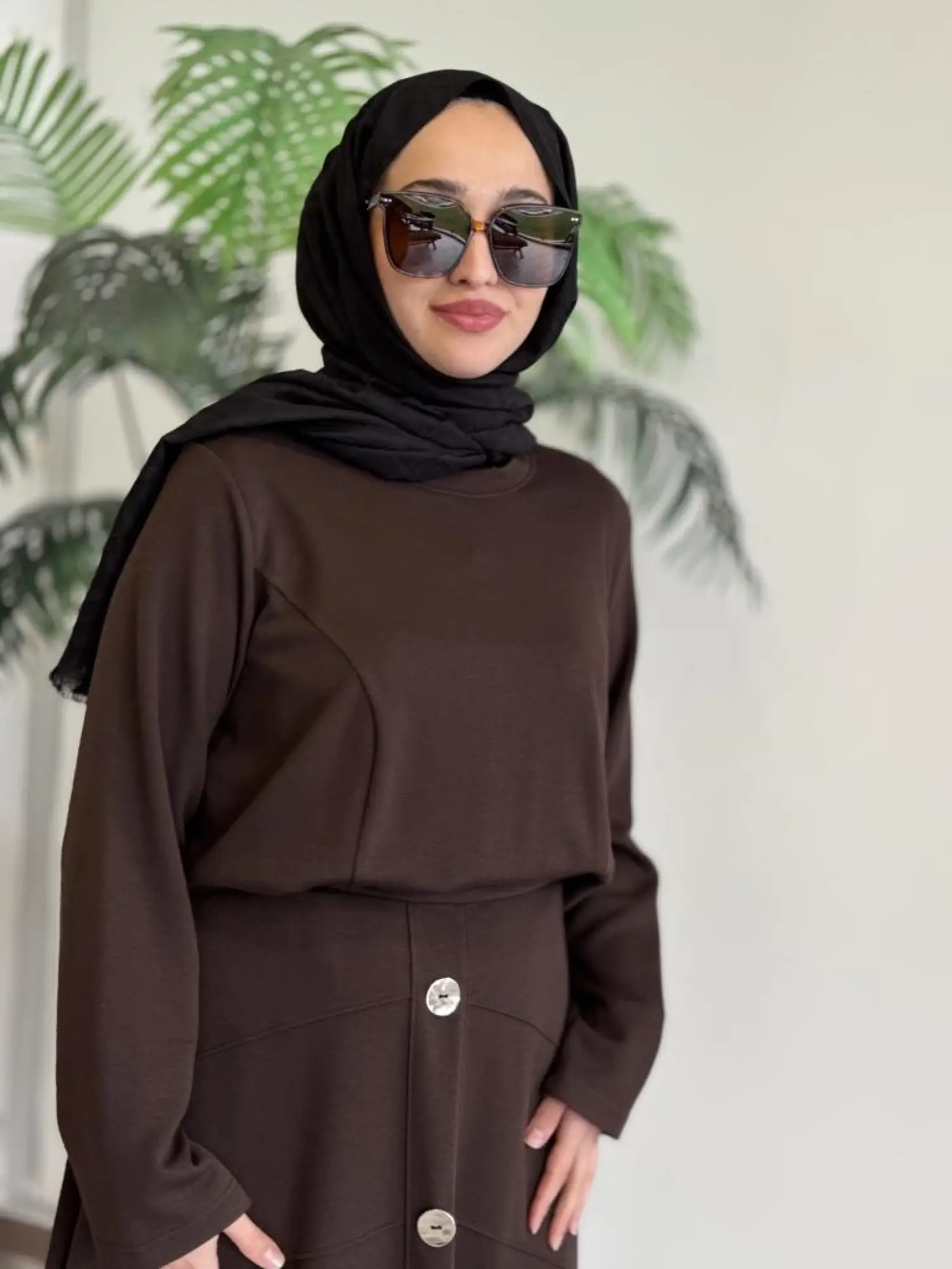 Almarwah Düğme Detaylı Bluz Etek Takım 202689