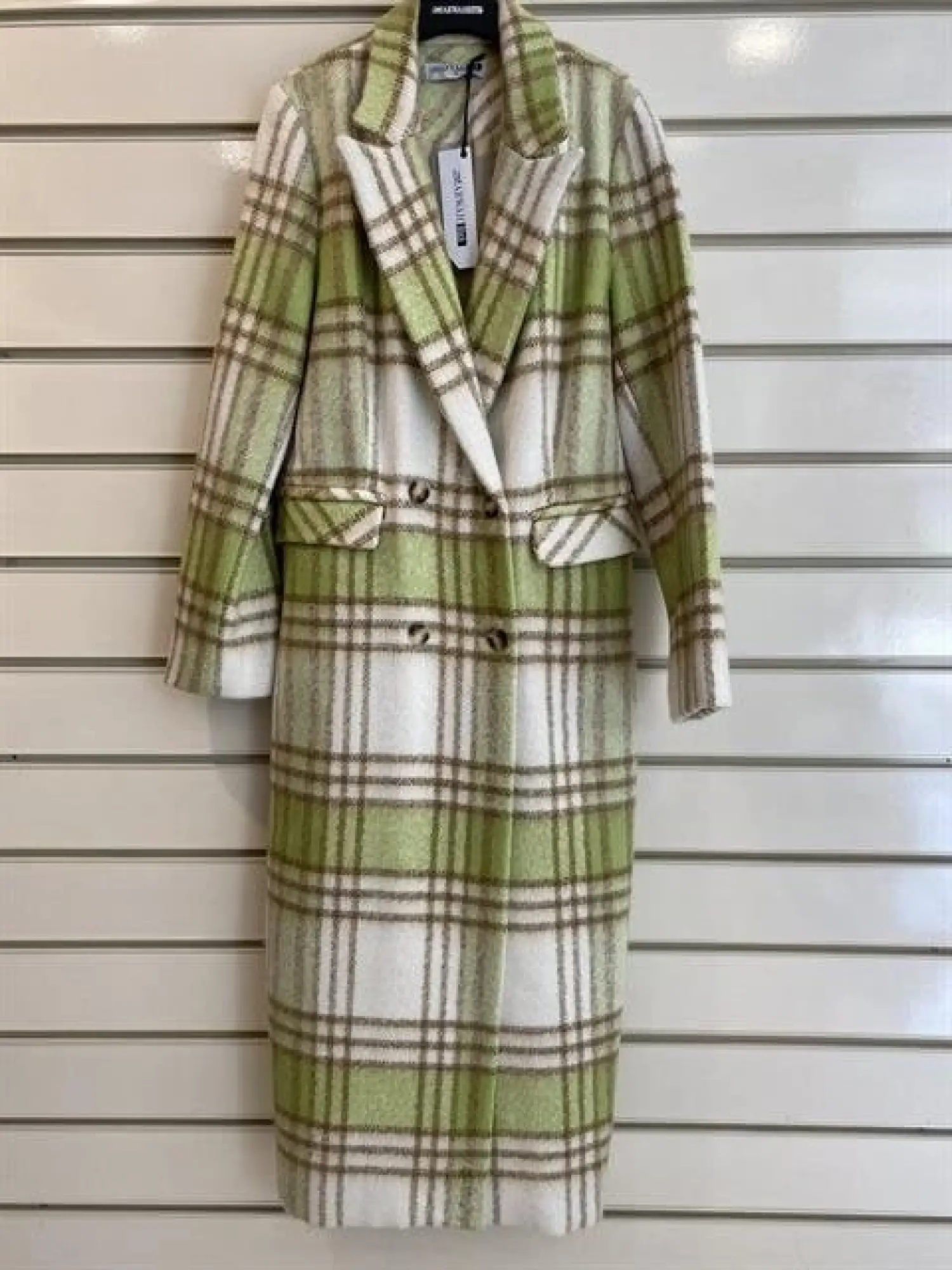 Almarwah Ekru/Yeşil Ekose Mont/Pardesü (BLK505235)