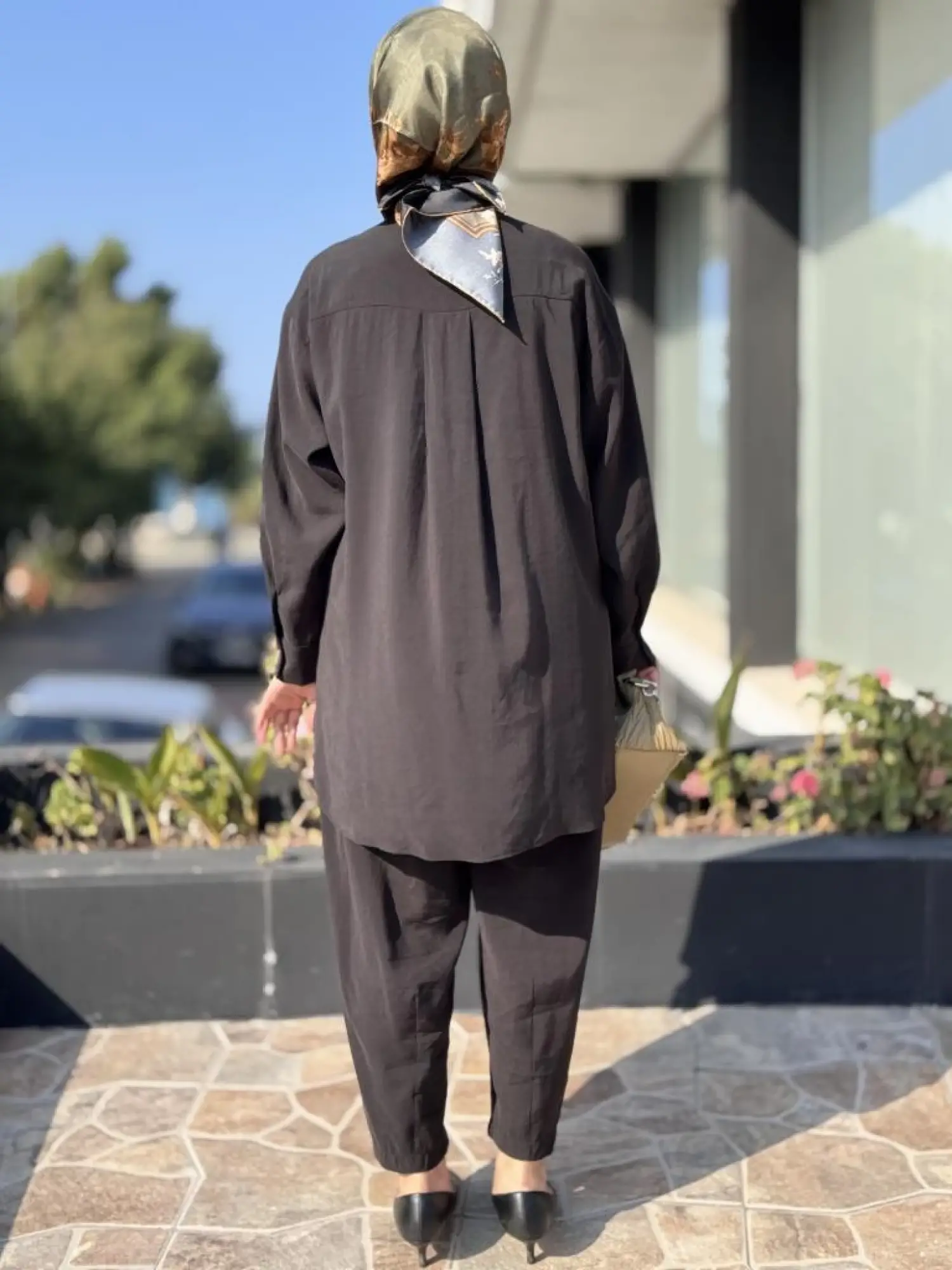 Almarwah Geometrik Dikişli Tunik Pantolon Takım 202882