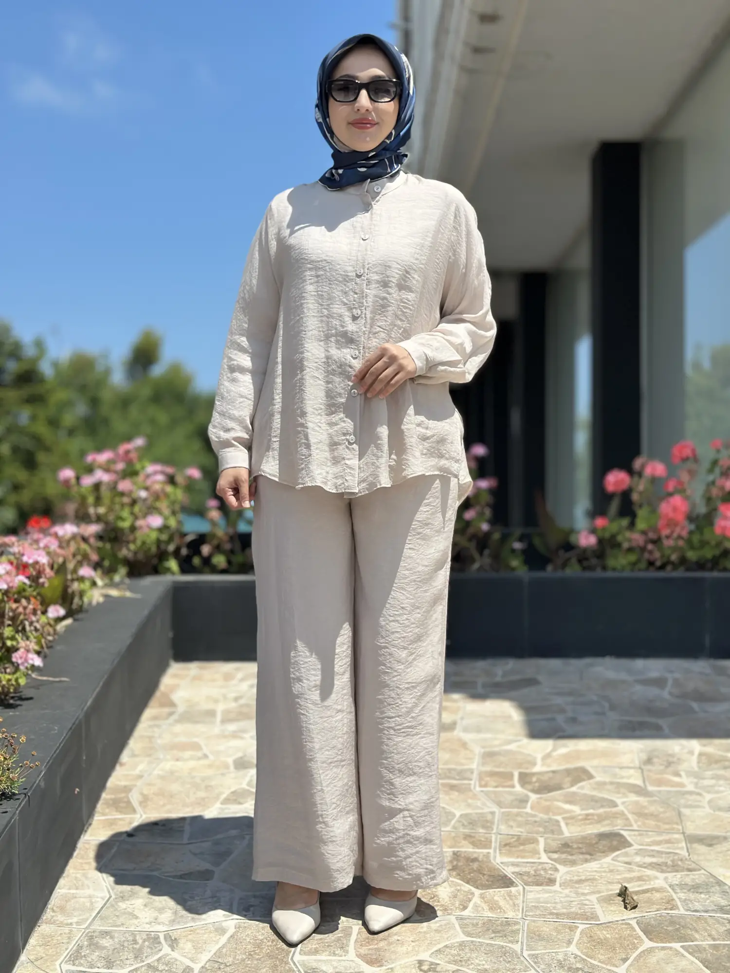 Almarwah Hakim Yaka Tencel Gömlek Pantolon Takım 203042