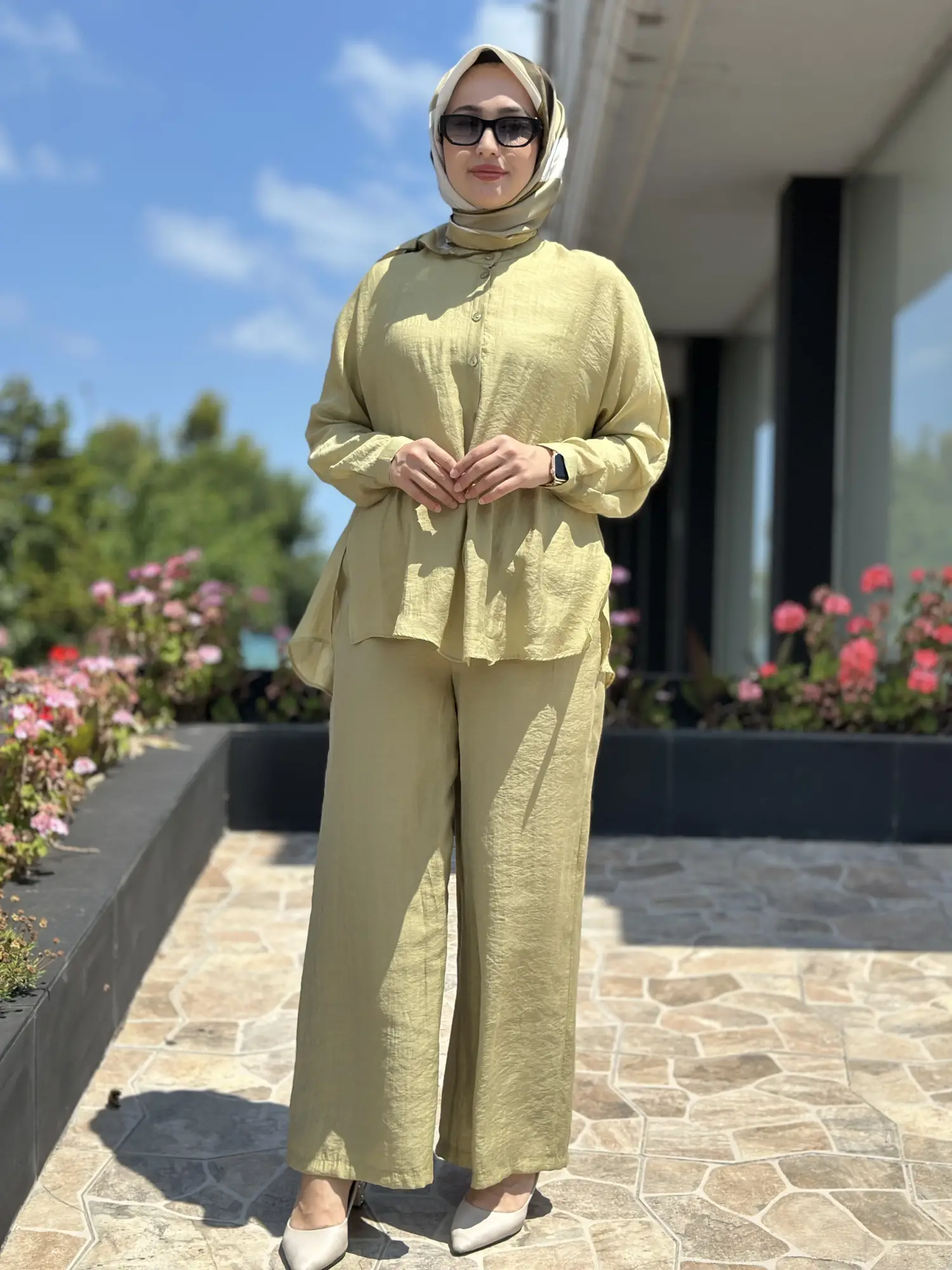 Almarwah Hakim Yaka Tencel Gömlek Pantolon Takım 203042