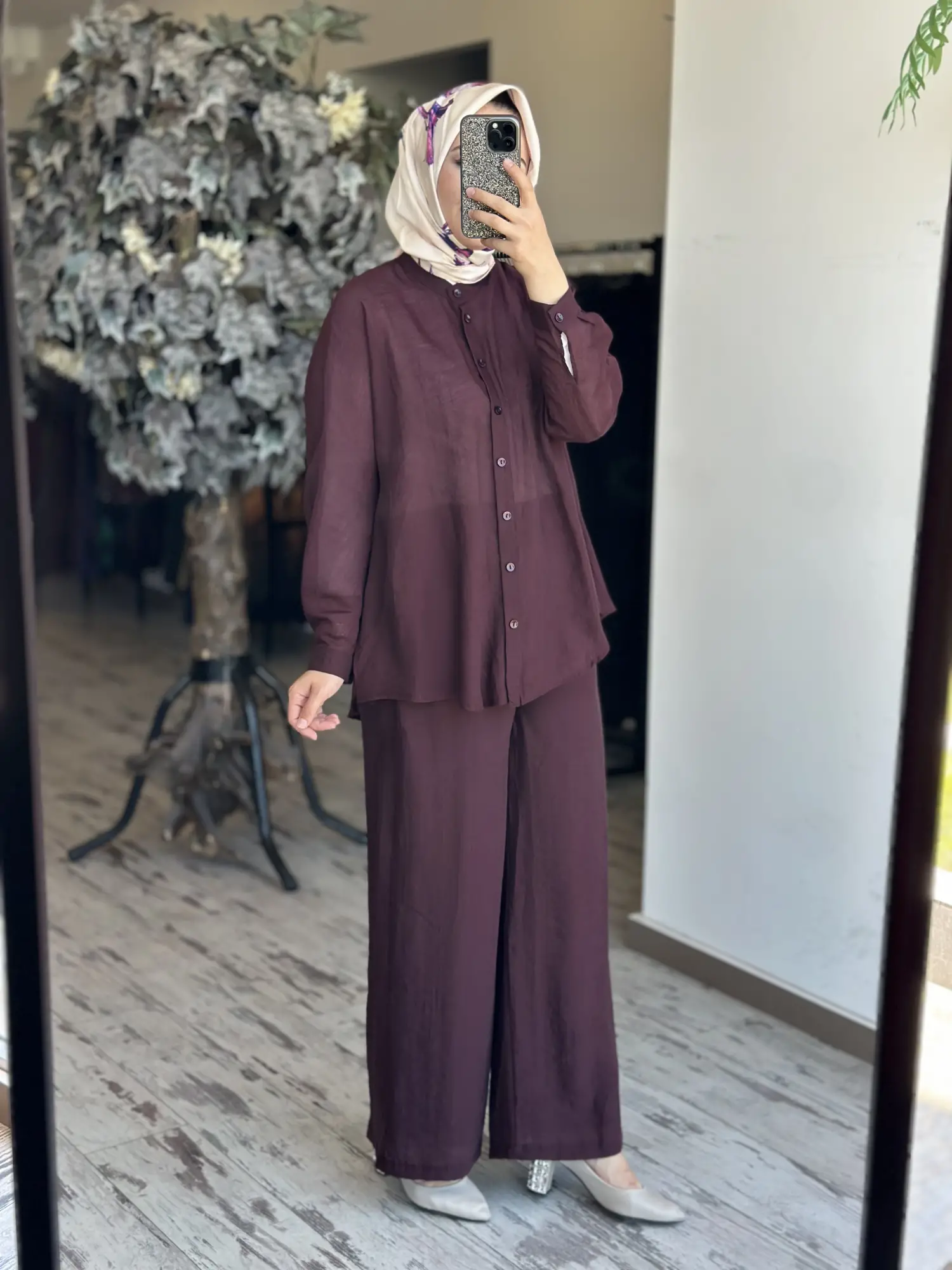 Almarwah Hakim Yaka Tencel Gömlek Pantolon Takım 203042