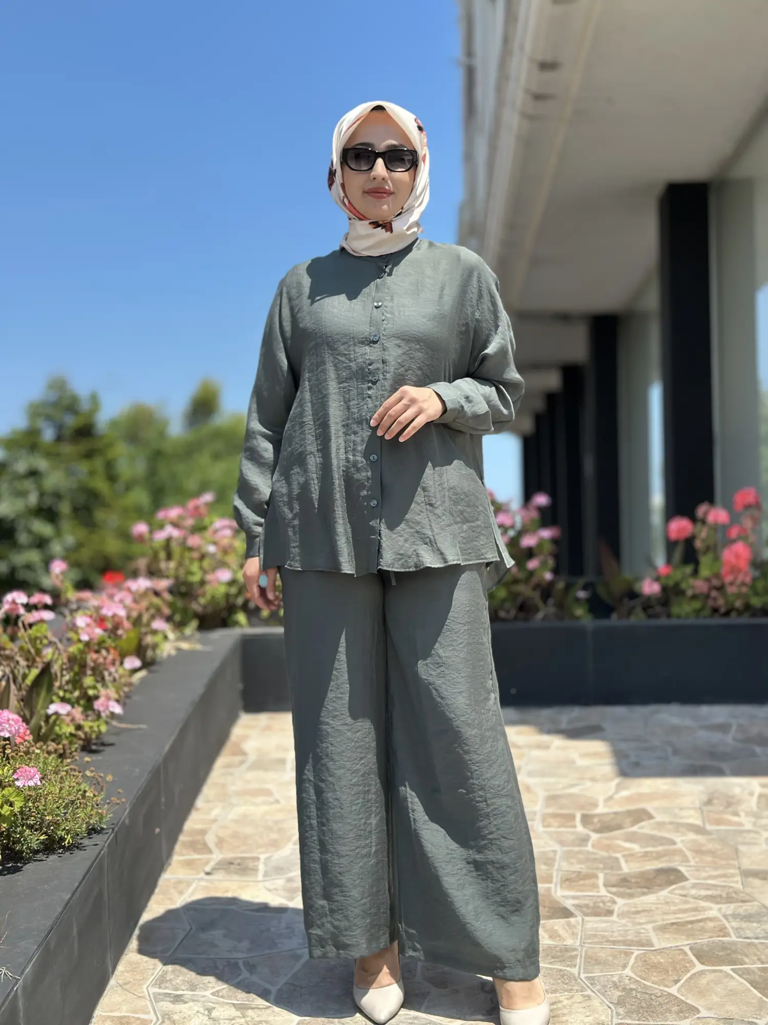Almarwah Hakim Yaka Tencel Gömlek Pantolon Takım 203042