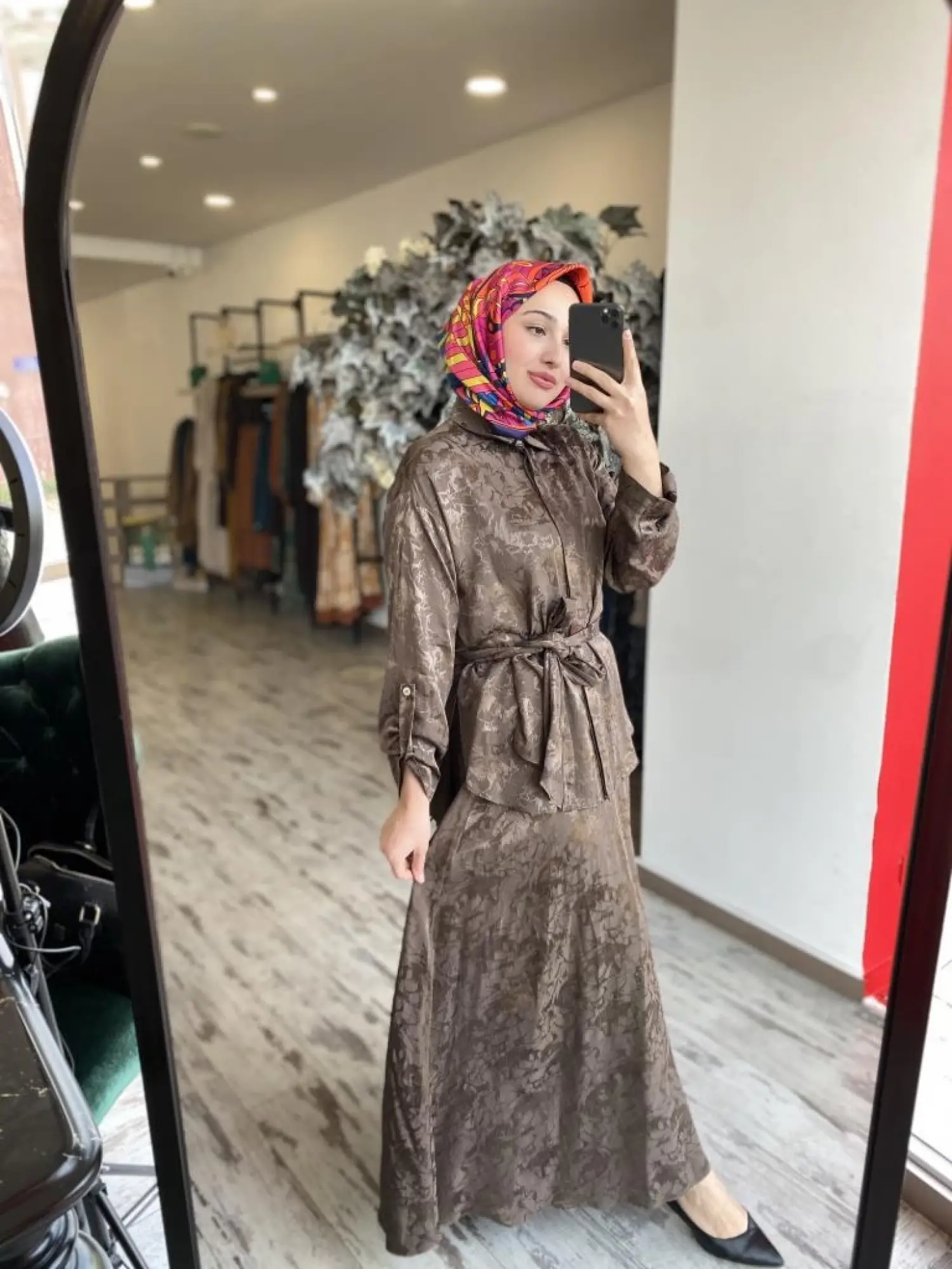 Almarwah Jakarlı Gömlek Etek Takım 202783