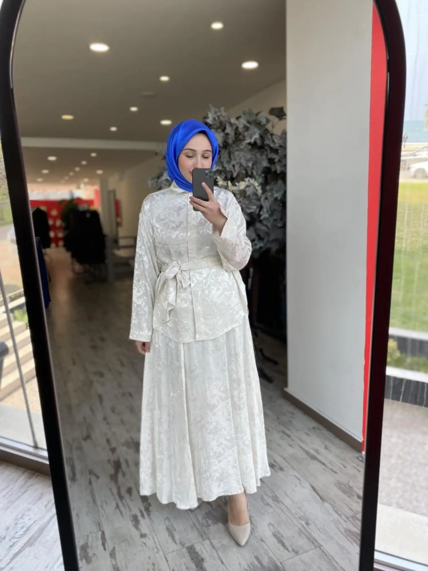 Almarwah Jakarlı Gömlek Etek Takım 202783