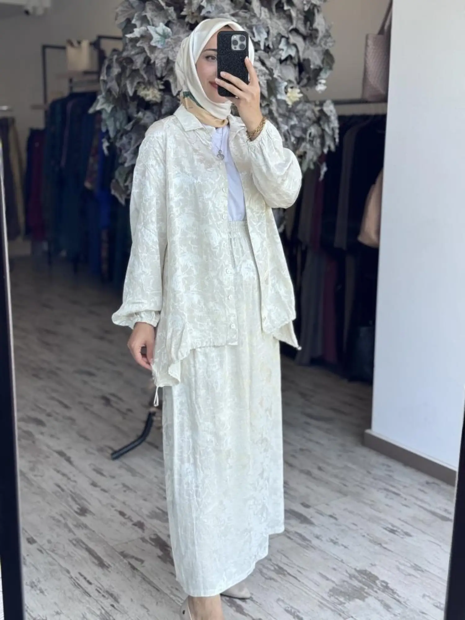 Almarwah Jakarlı Gömlek Etek Takım 202808