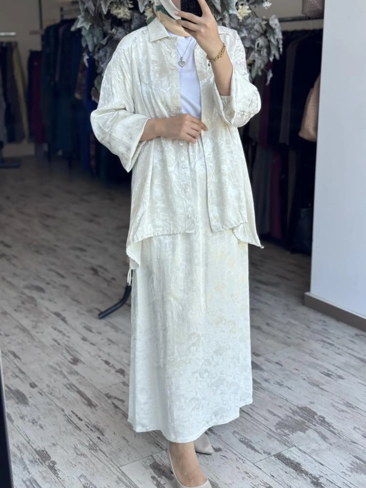 Almarwah Jakarlı Gömlek Etek Takım 202808