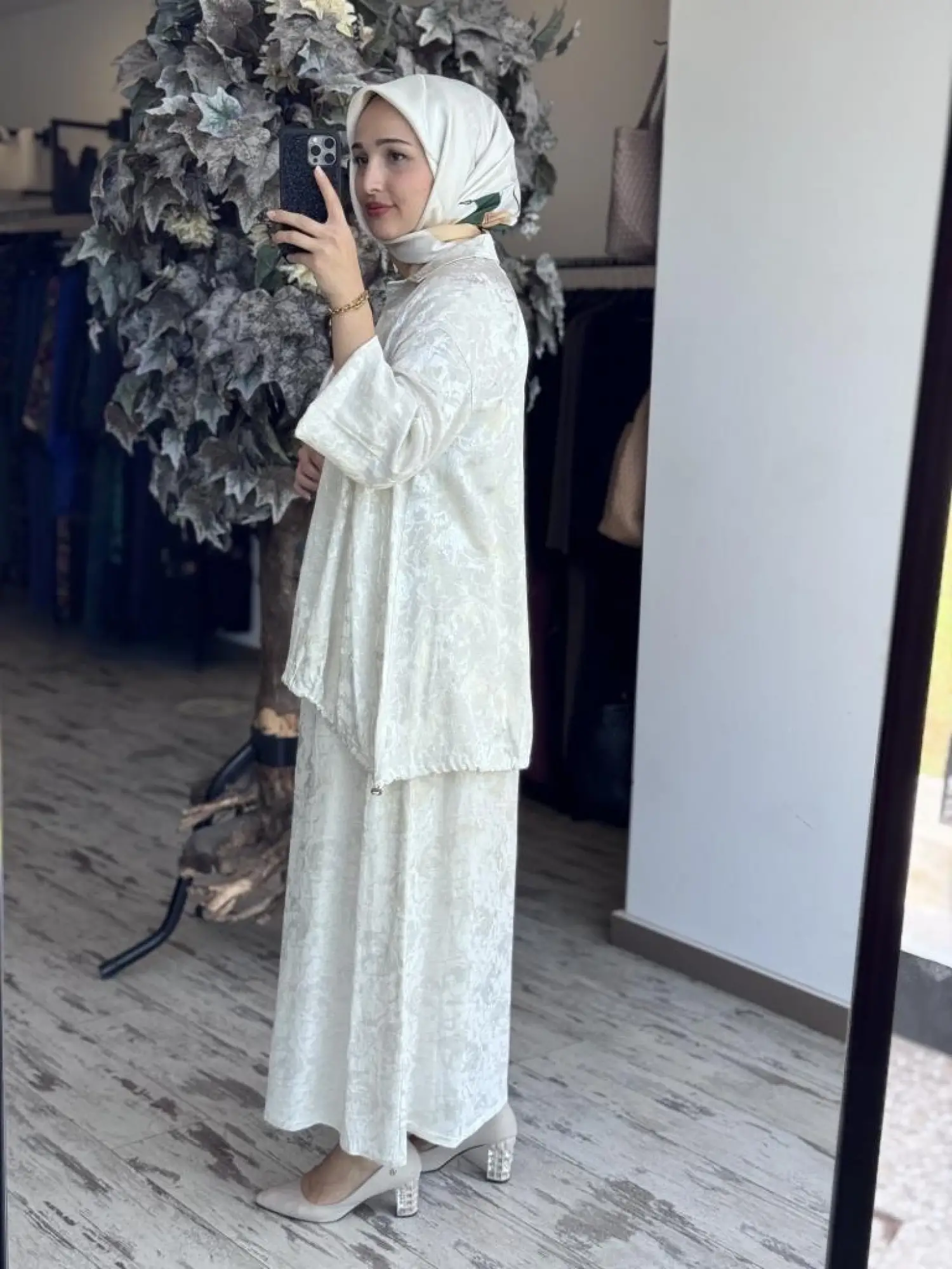 Almarwah Jakarlı Gömlek Etek Takım 202808