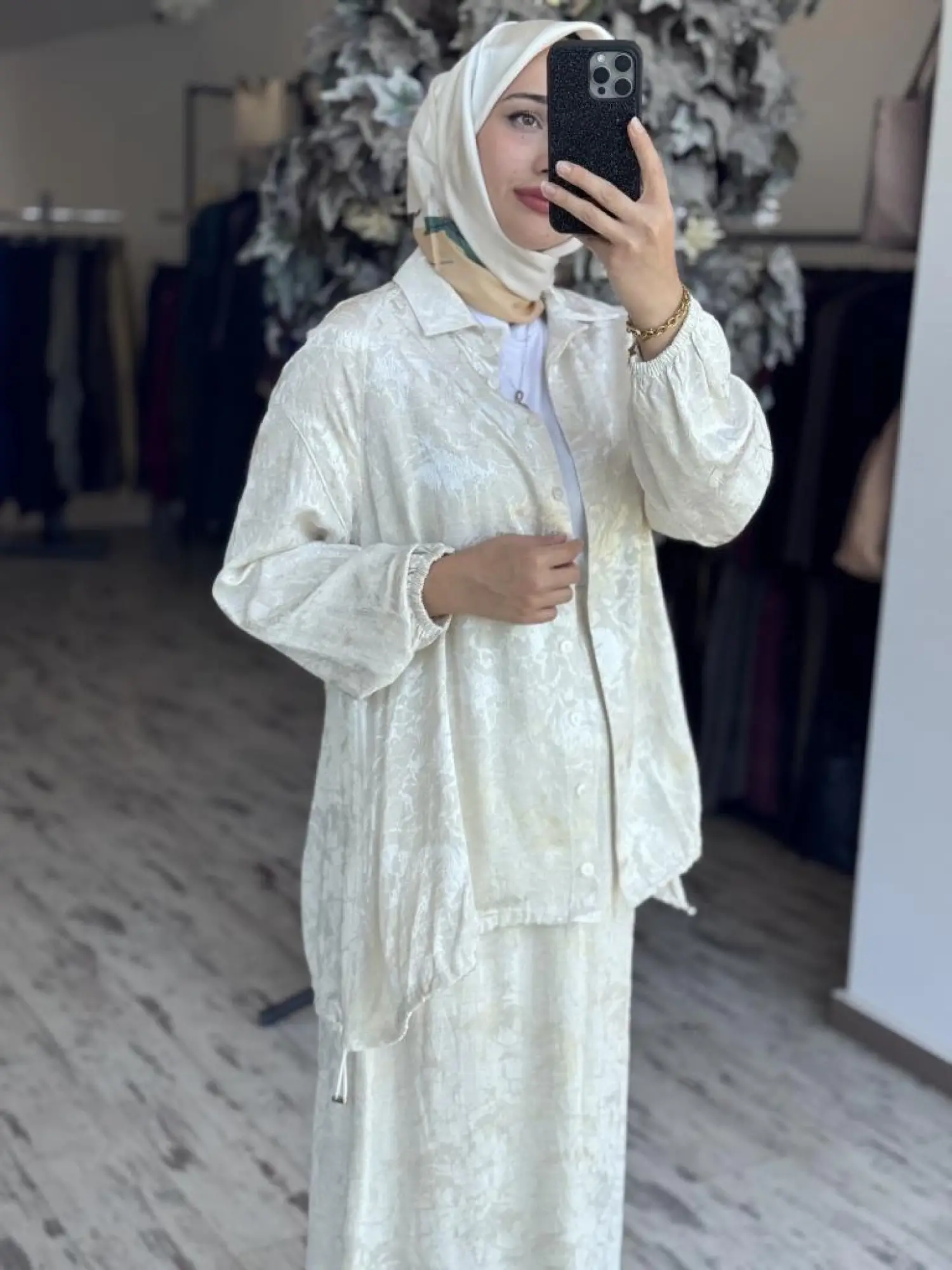 Almarwah Jakarlı Gömlek Etek Takım 202808