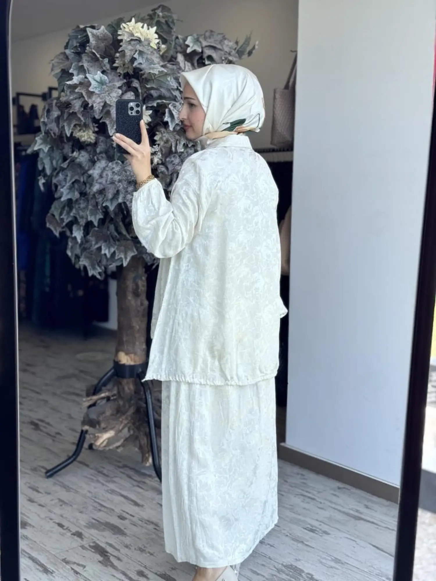 Almarwah Jakarlı Gömlek Etek Takım 202808