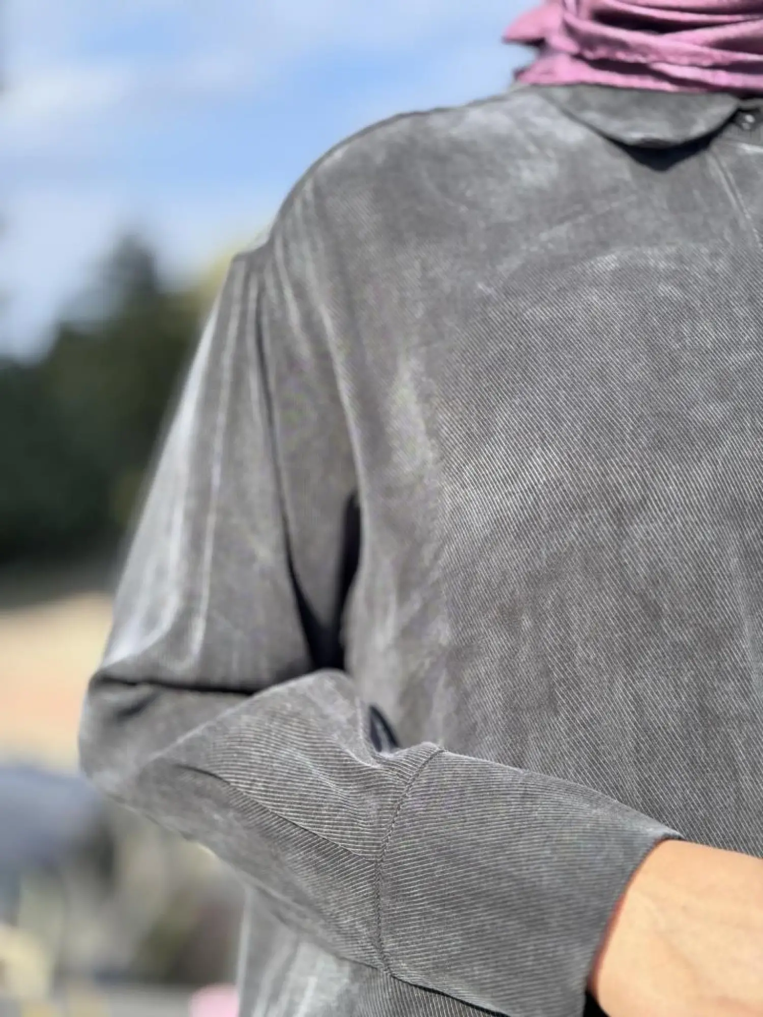 Almarwah Kendinden Çizgili Cupra Tunik Pantolon Takım 202917