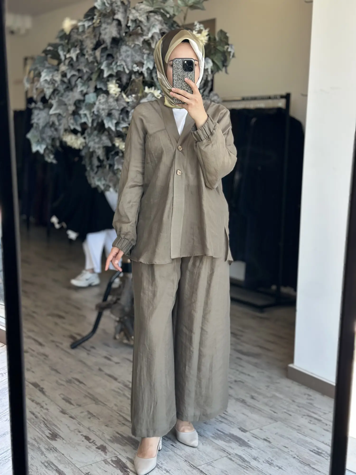 Almarwah Kolları Büzgülü Düğmeli Tencel Ceket 405024