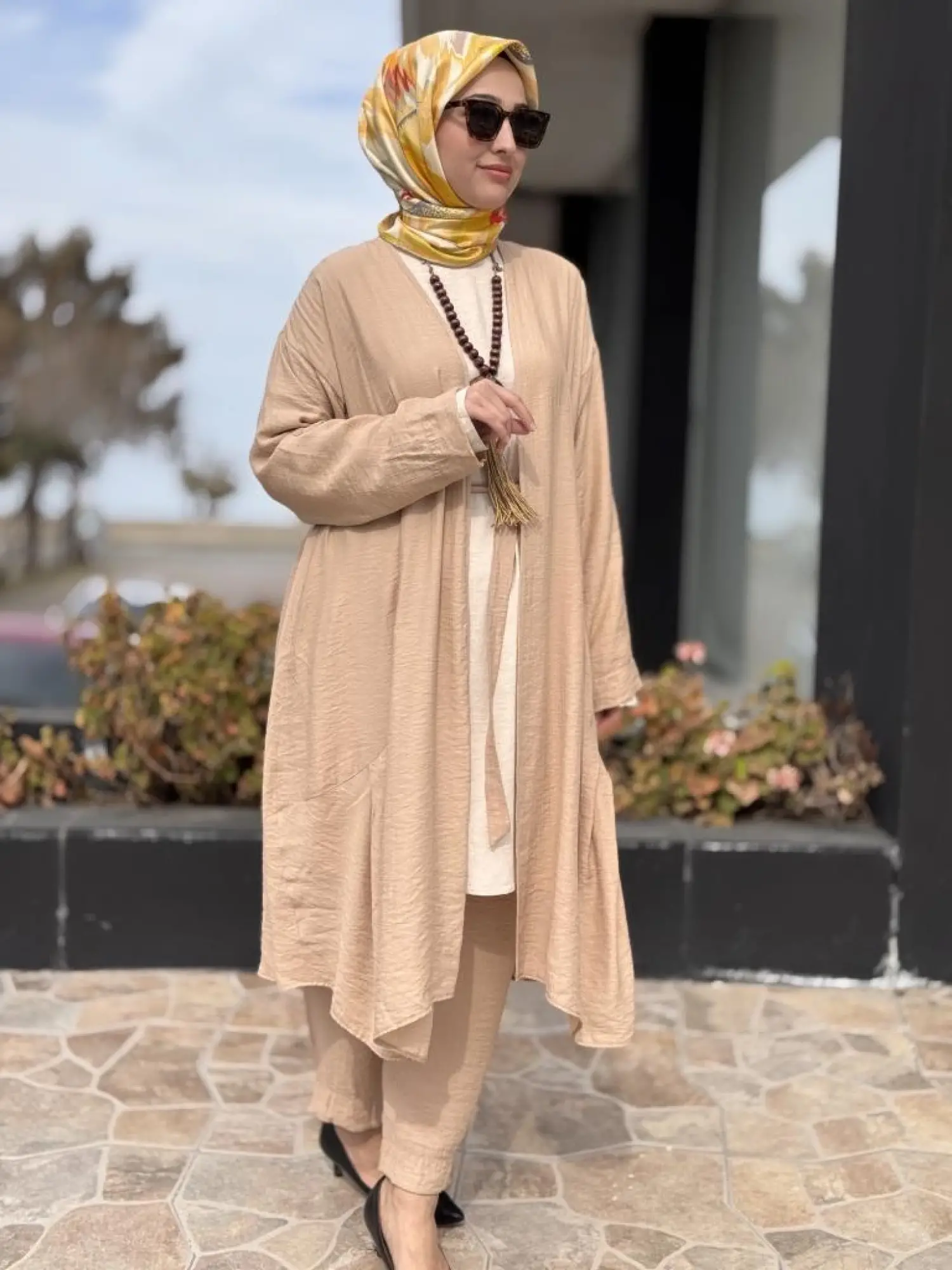 Almarwah Kolyeli 3 Lü Kap Tunik Pantolon Takım 202754