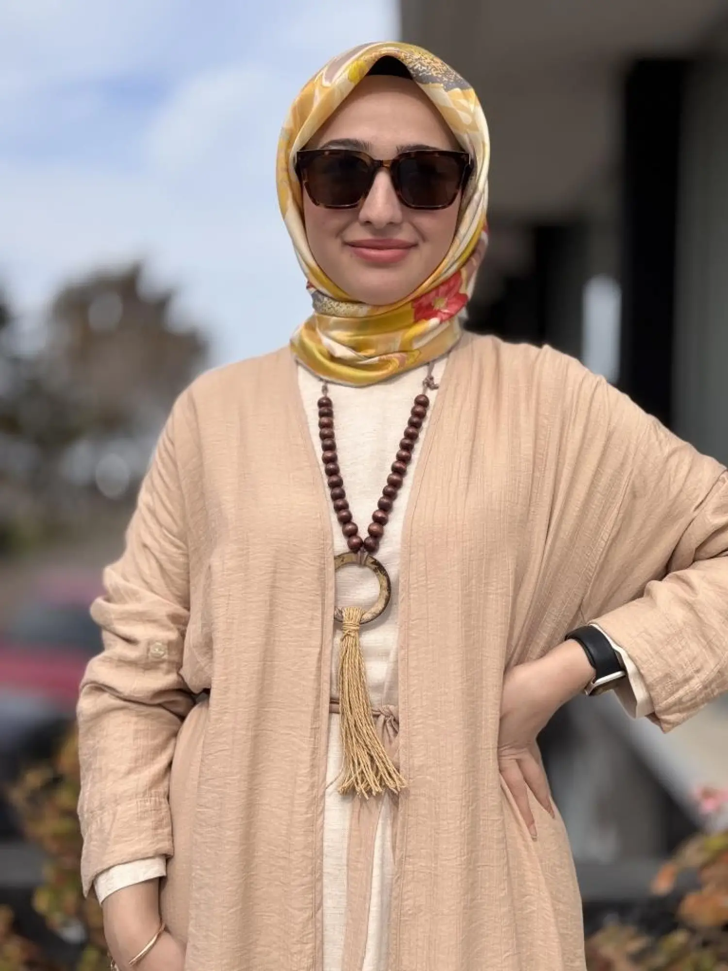 Almarwah Kolyeli 3 Lü Kap Tunik Pantolon Takım 202754