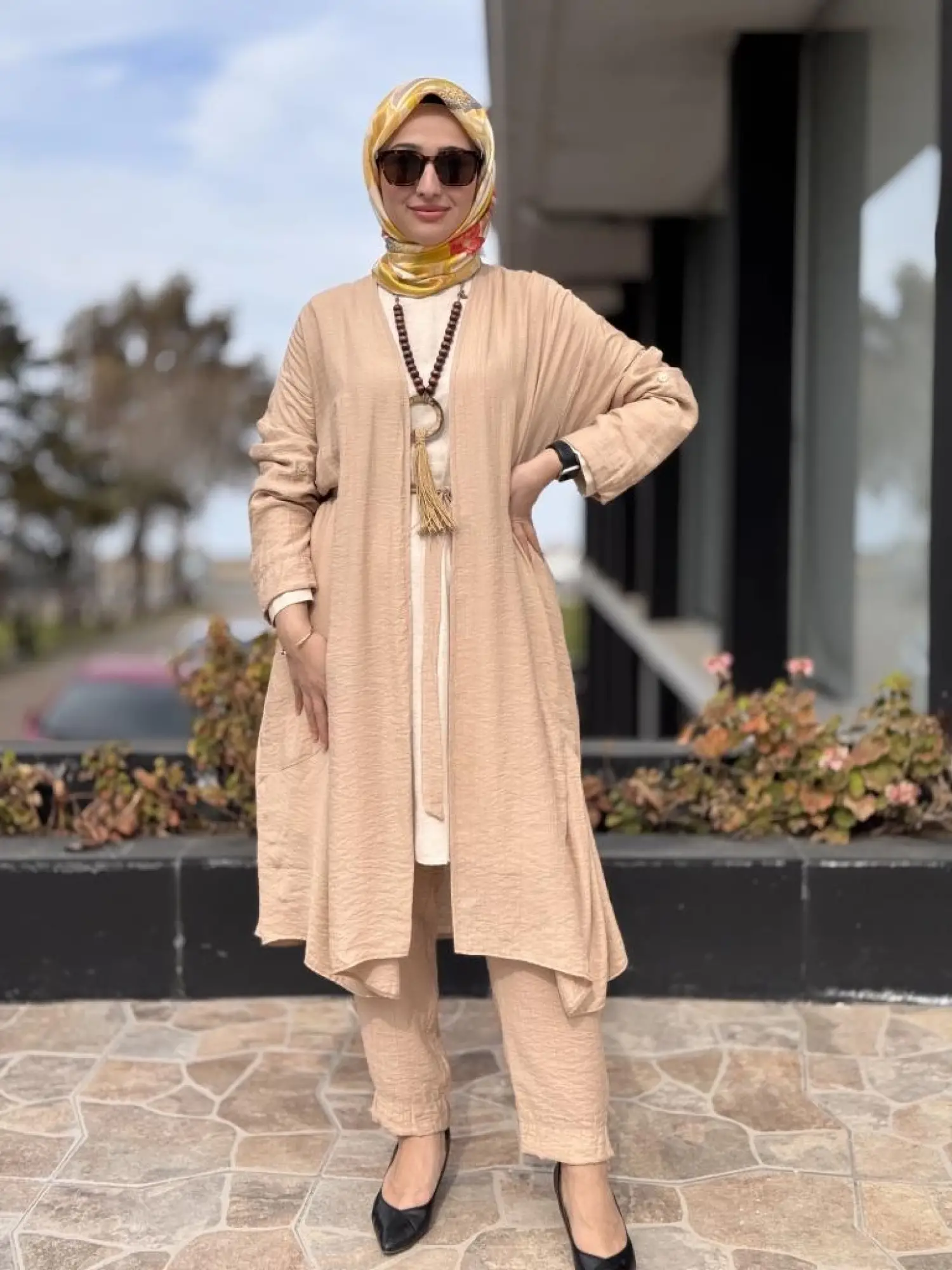 Almarwah Kolyeli 3 Lü Kap Tunik Pantolon Takım 202754