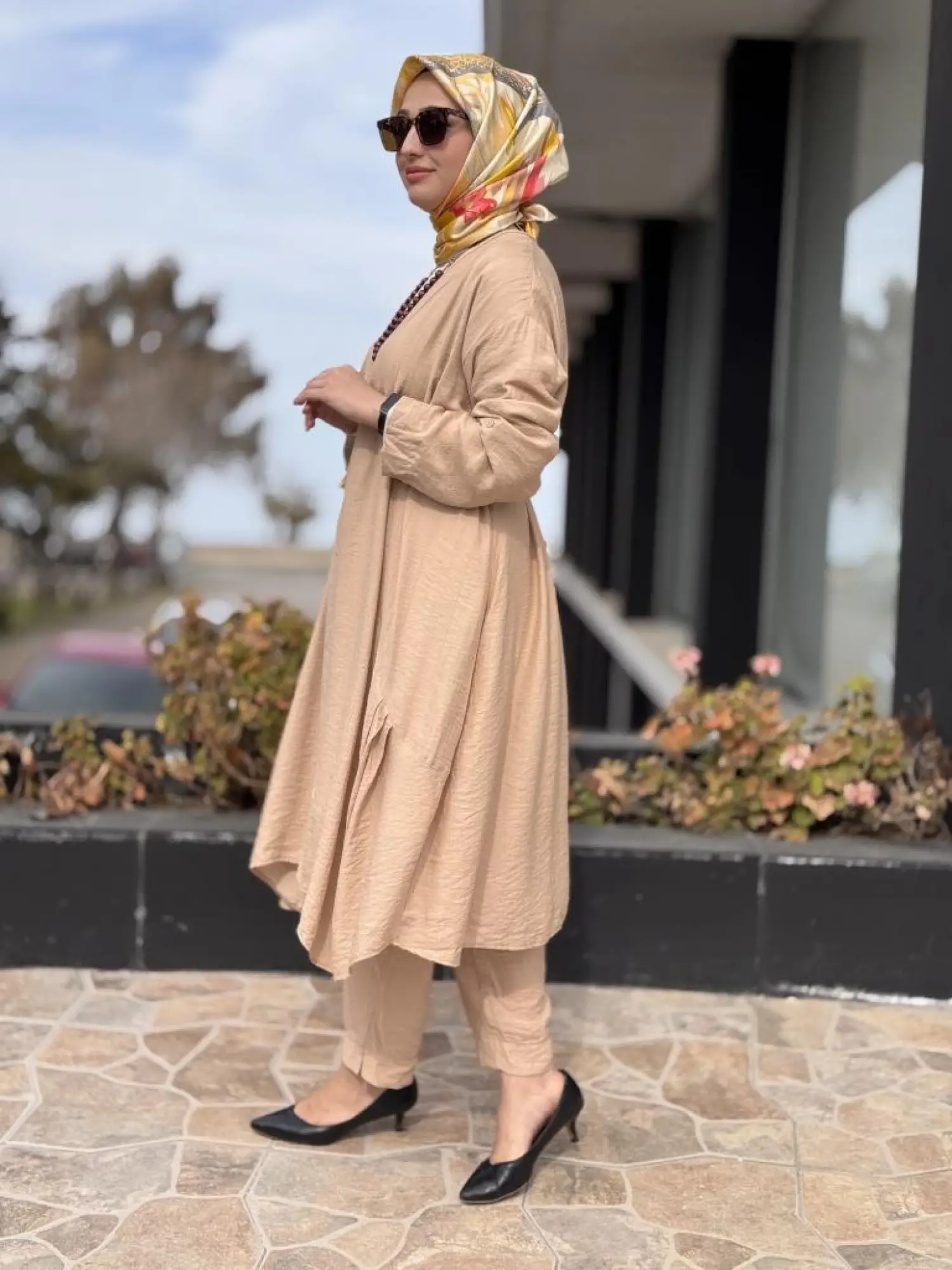 Almarwah Kolyeli 3 Lü Kap Tunik Pantolon Takım 202754