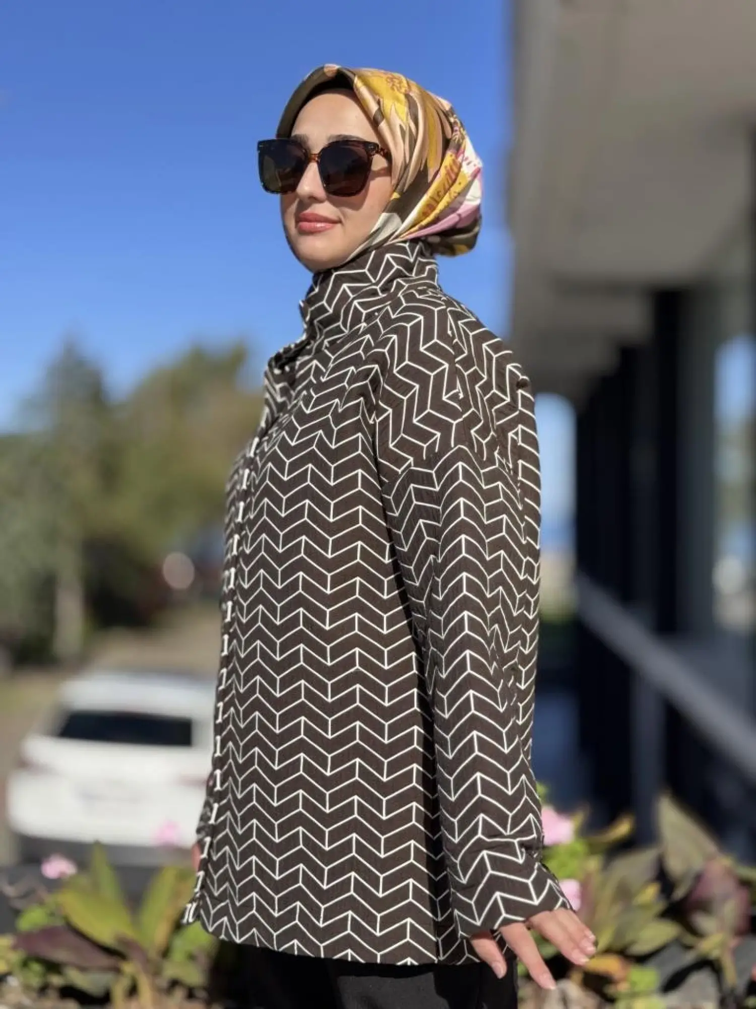 Almarwah Kontrast Desenli Kap 505320