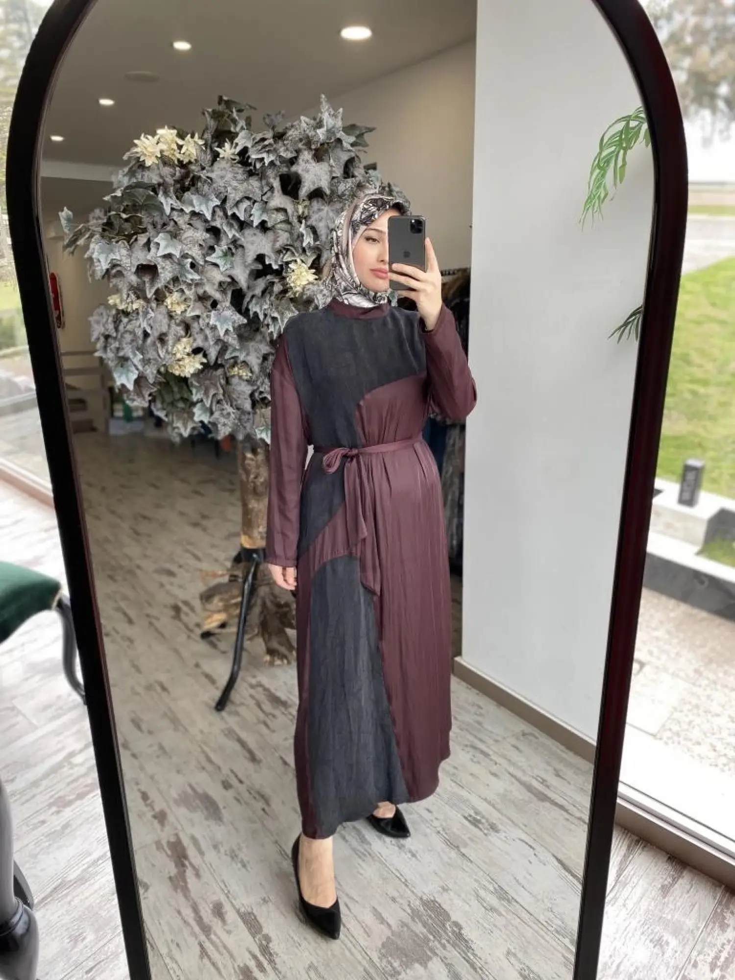 Almarwah Kraşlı Cupra Detaylı Elbise 303819