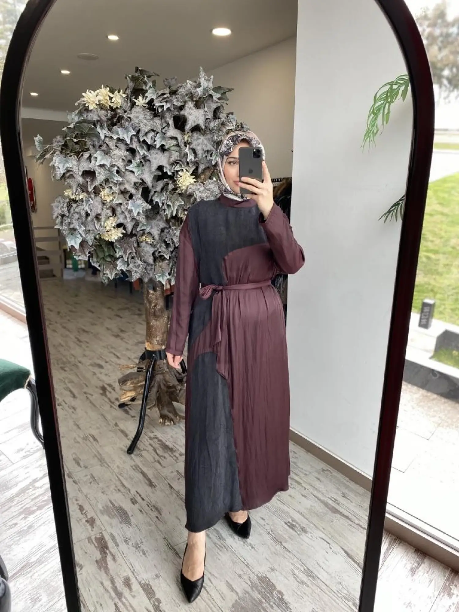 Almarwah Kraşlı Cupra Detaylı Elbise 303819