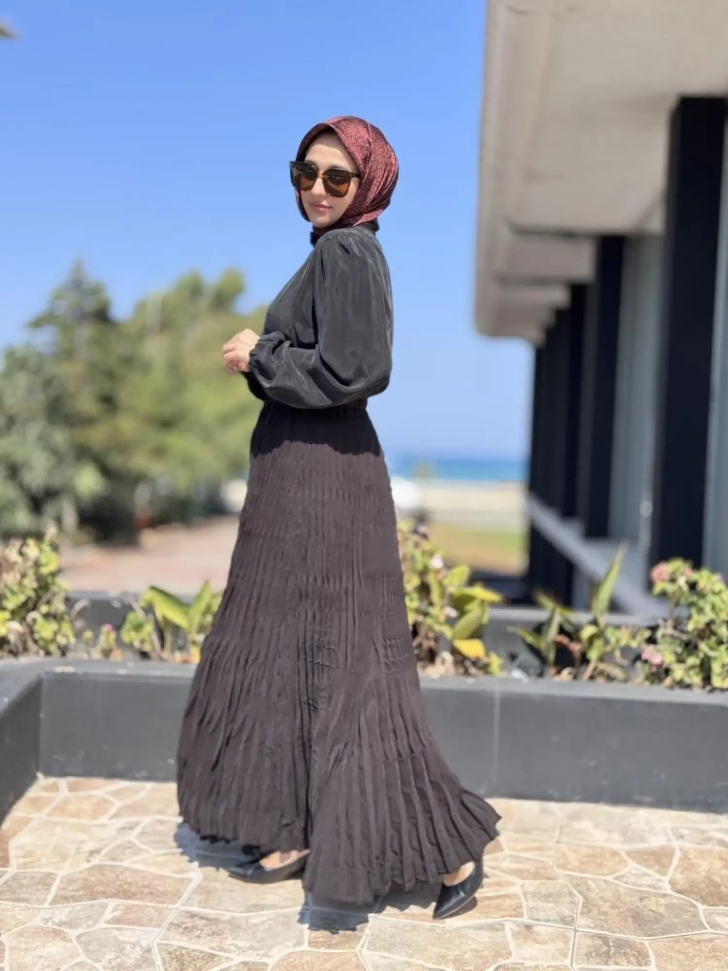 Almarwah Kraşlı Tencel Plise Etek 806464