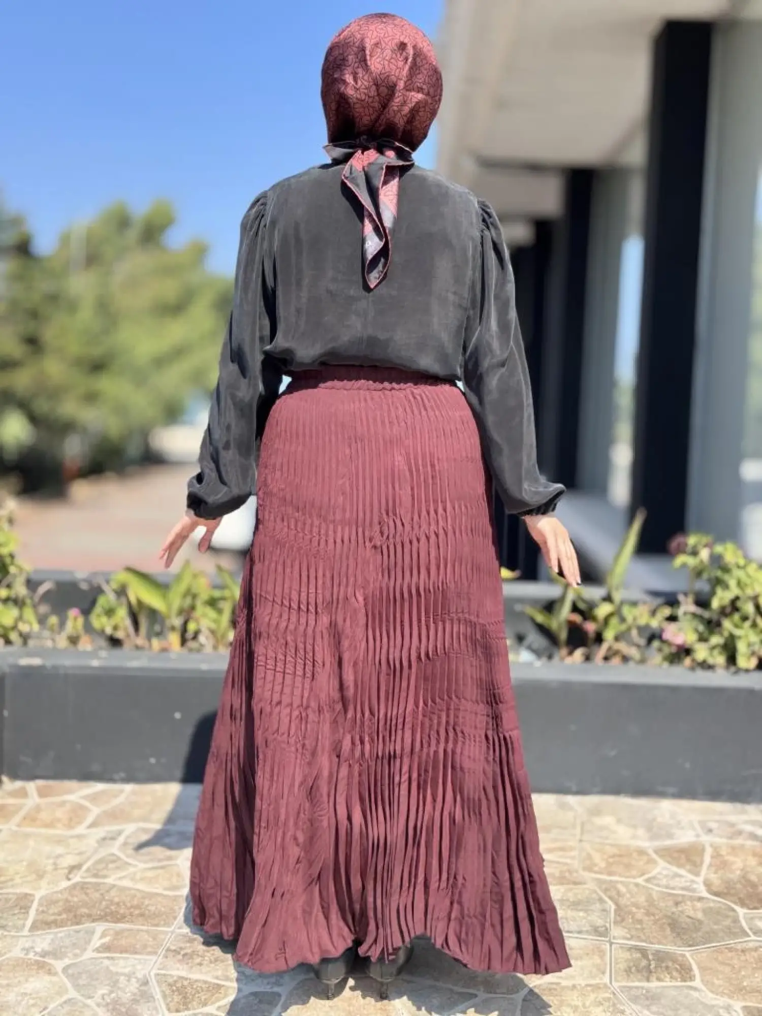 Almarwah Kraşlı Tencel Plise Etek 806464