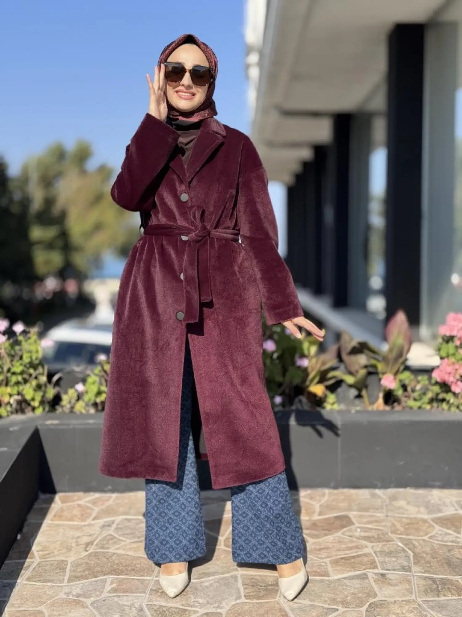 Almarwah Kruvaze Yaka Çıtçıtlı Kuşaklı Kaban 505322