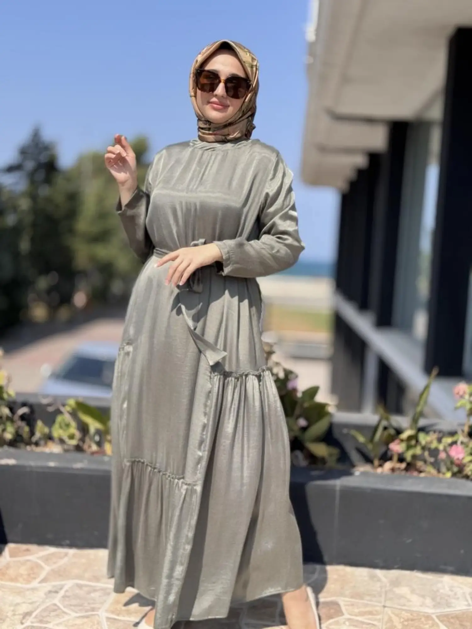 Almarwah Liosel Yeşil Elbise 303848