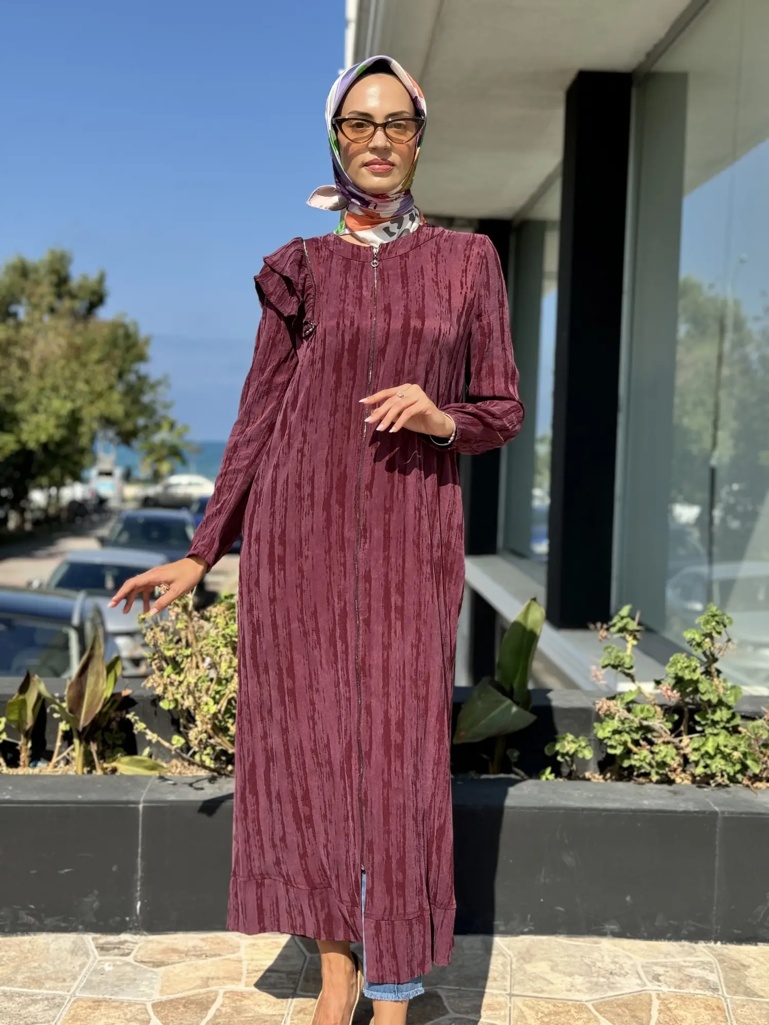 Almarwah Omuz Fermuar Detaylı Fermaurlı Cupra İpek Kap 404890