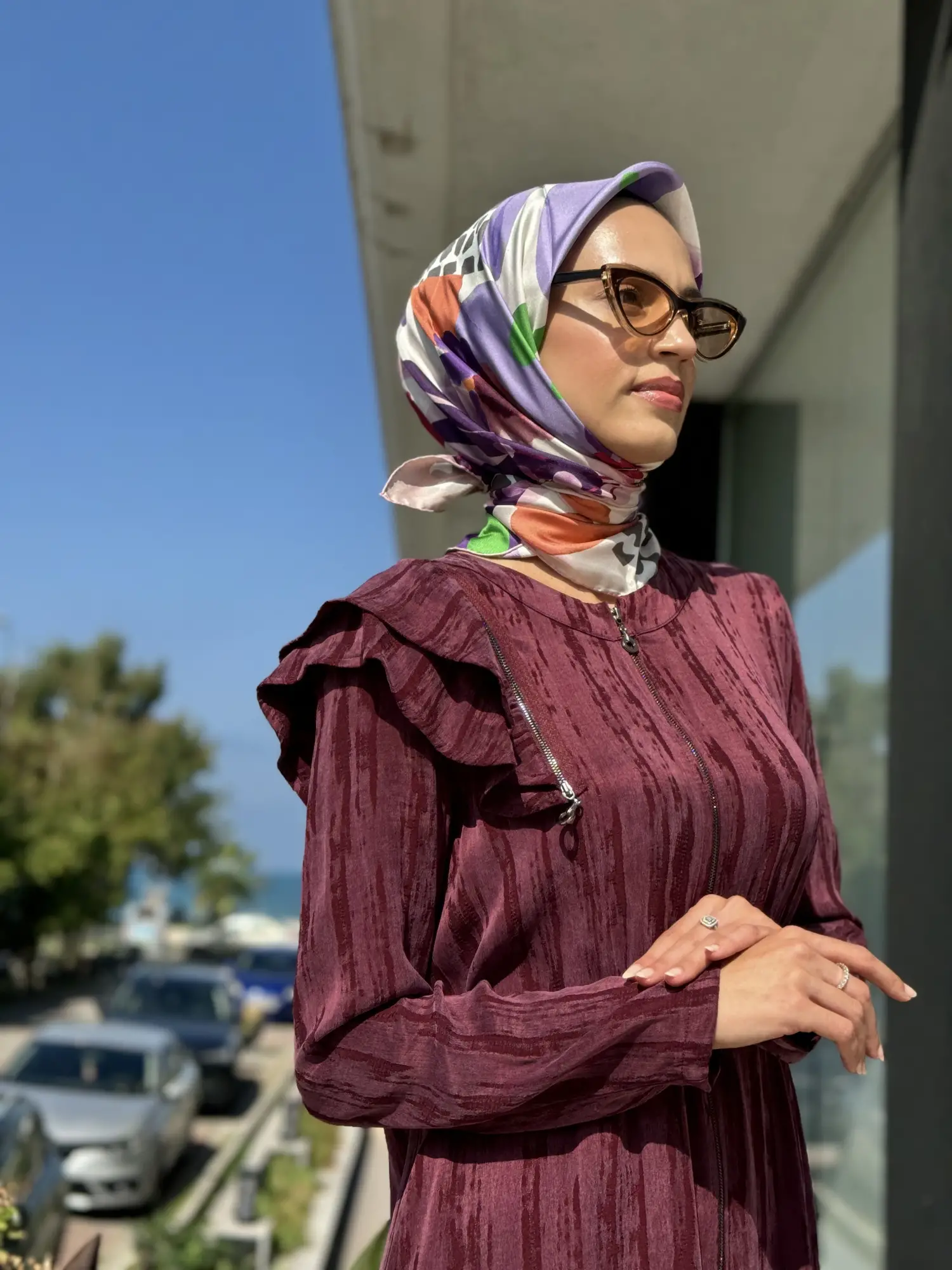 Almarwah Omuz Fermuar Detaylı Fermaurlı Cupra İpek Kap 404890