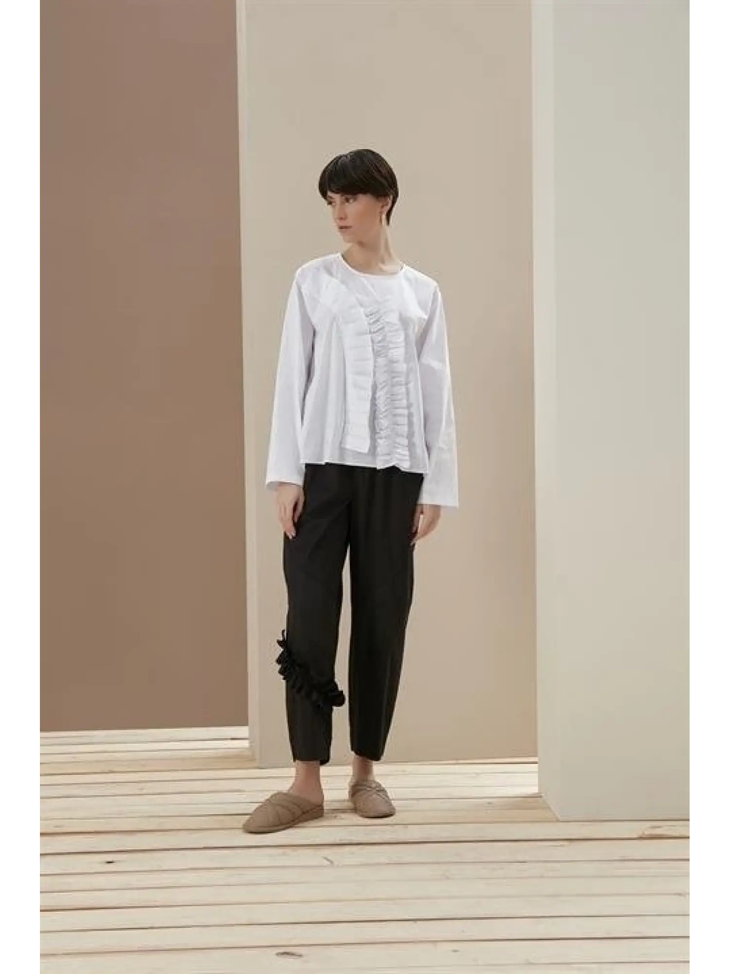 ALMARWAH ÖNÜ FIRFIRLI POPLİN BLUZ (BLK102108 )