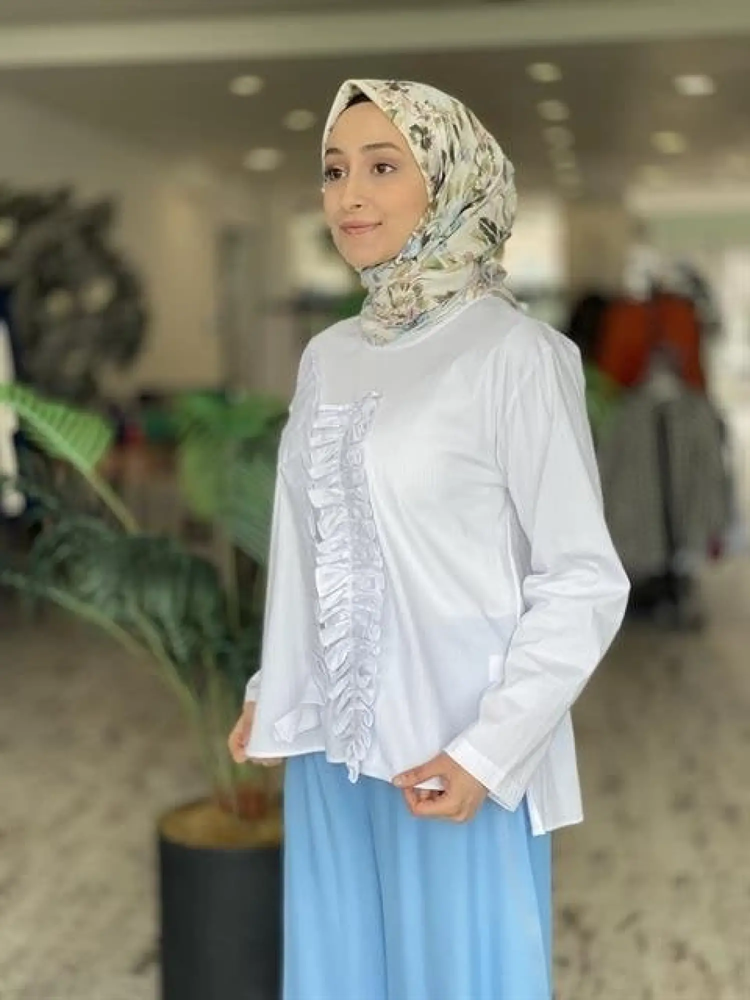 ALMARWAH ÖNÜ FIRFIRLI POPLİN BLUZ (BLK102108 )