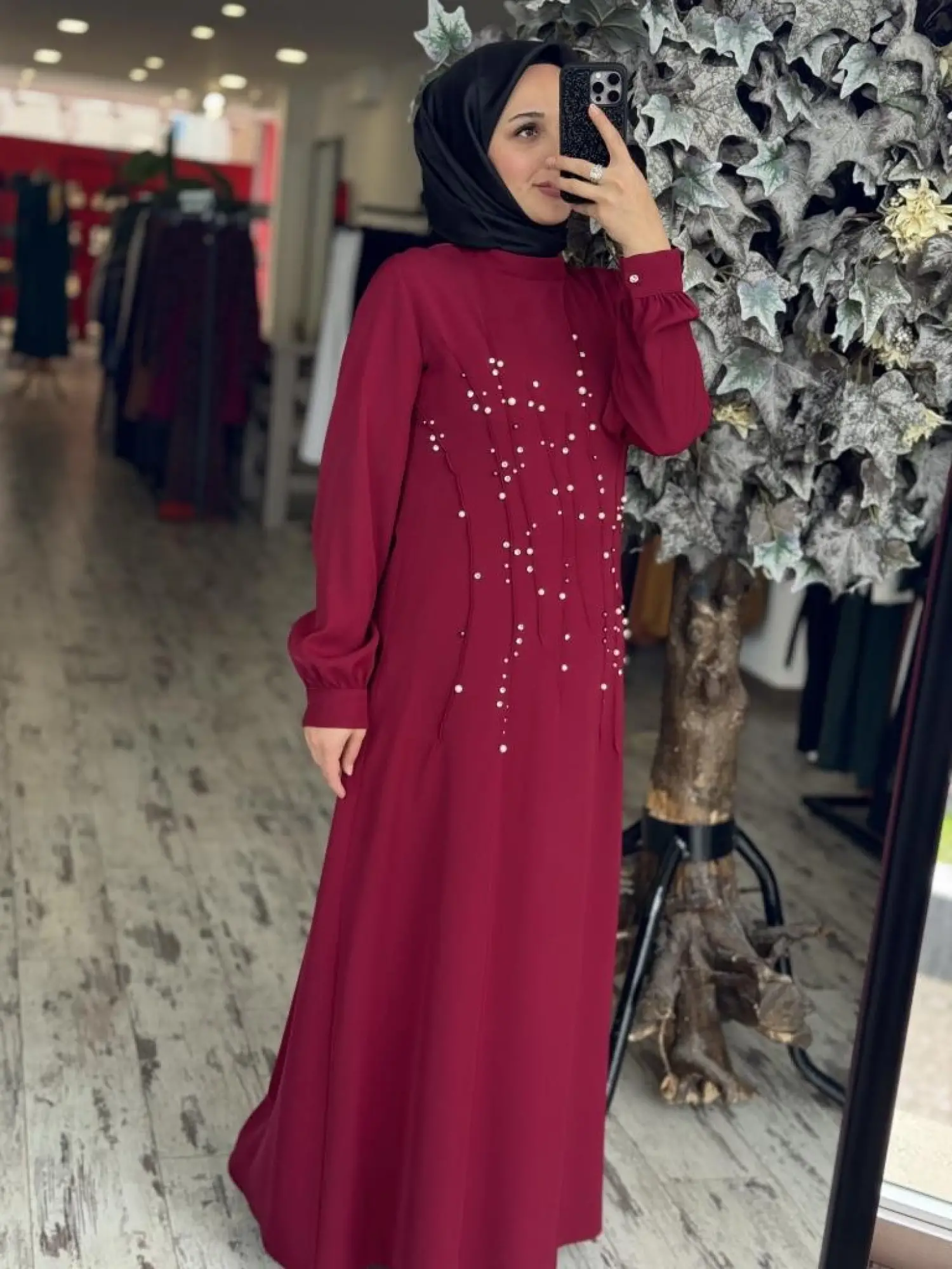 Almarwah Önü İnci ve Taş Detaylı Abiye Elbise 90470