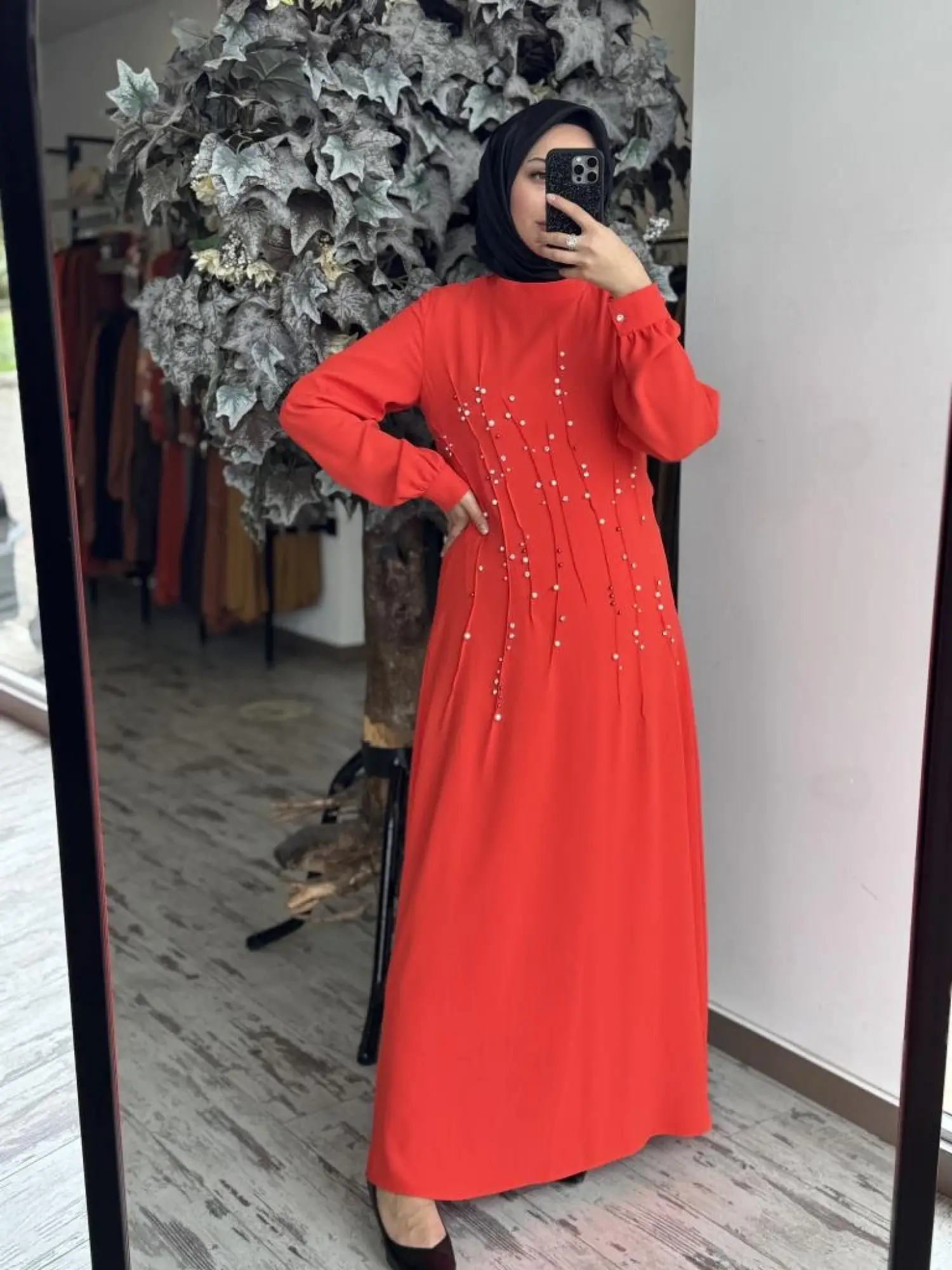 Almarwah Önü İnci ve Taş Detaylı Abiye Elbise 90470