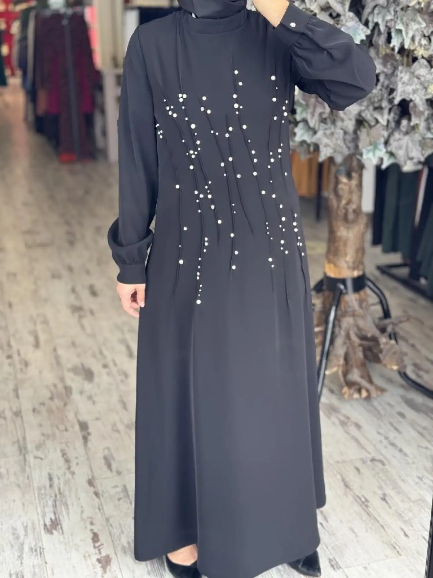 Almarwah Önü İnci ve Taş Detaylı Abiye Elbise 90470