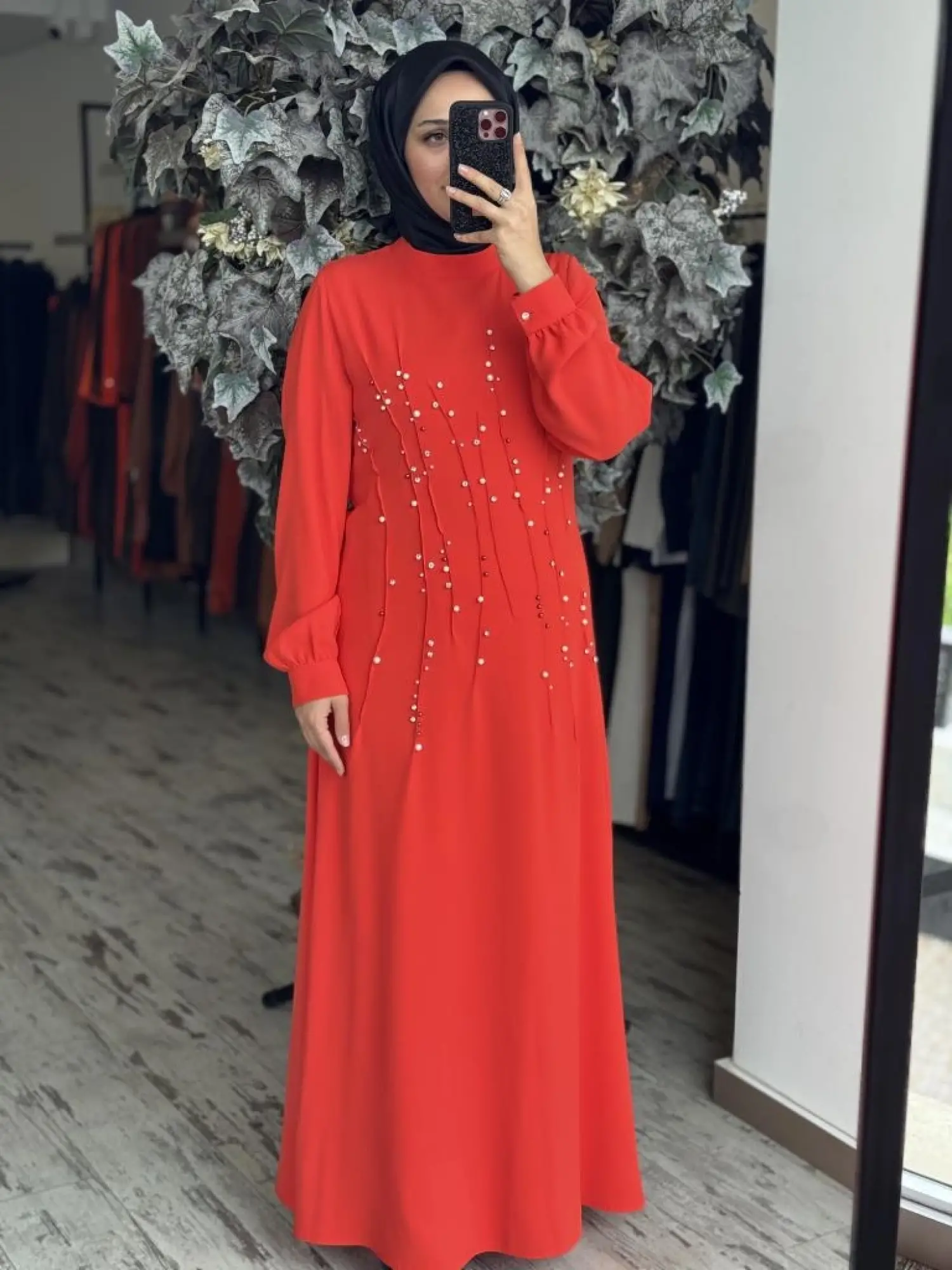 Almarwah Önü İnci ve Taş Detaylı Abiye Elbise 90470