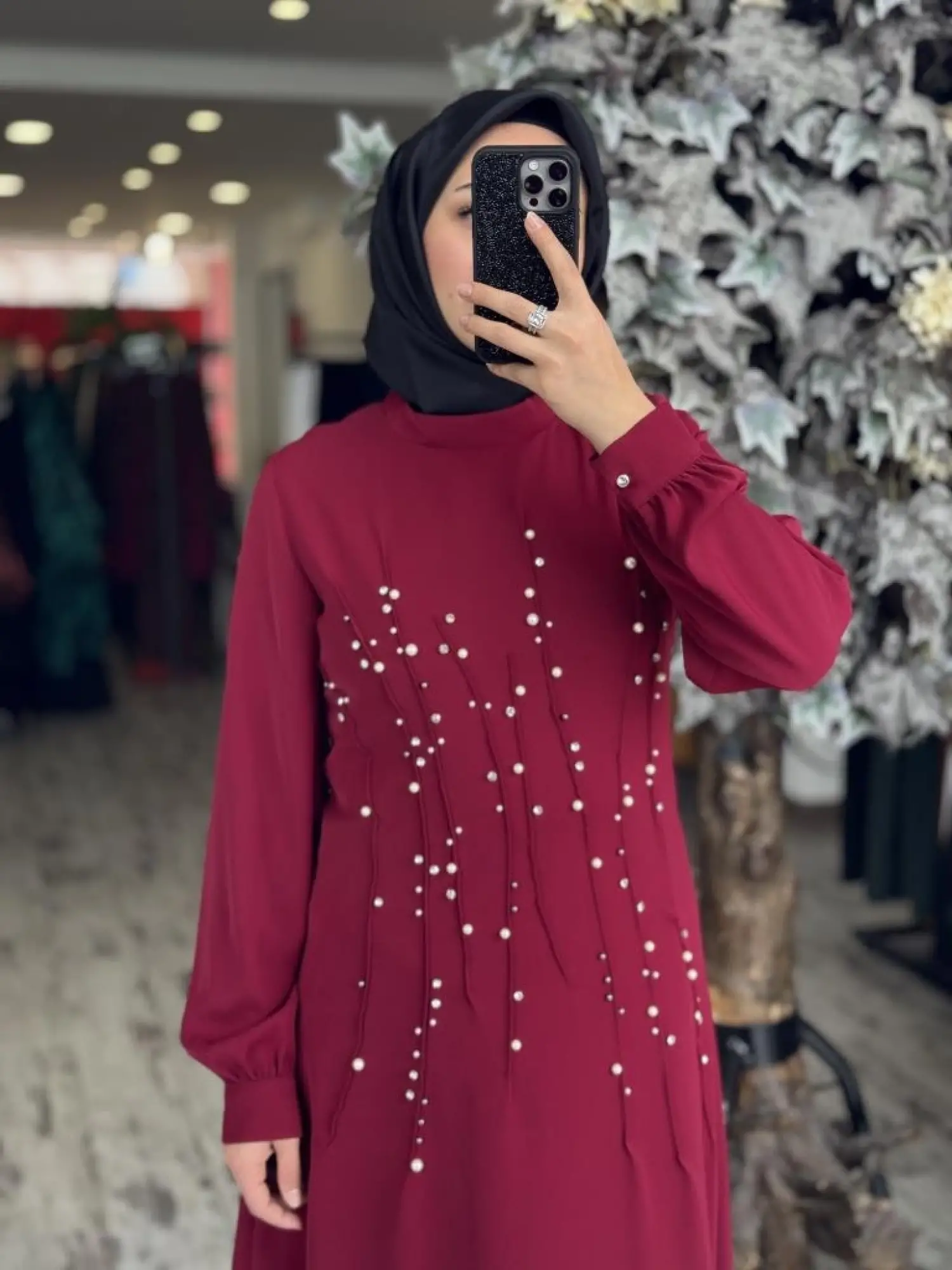 Almarwah Önü İnci ve Taş Detaylı Abiye Elbise 90470