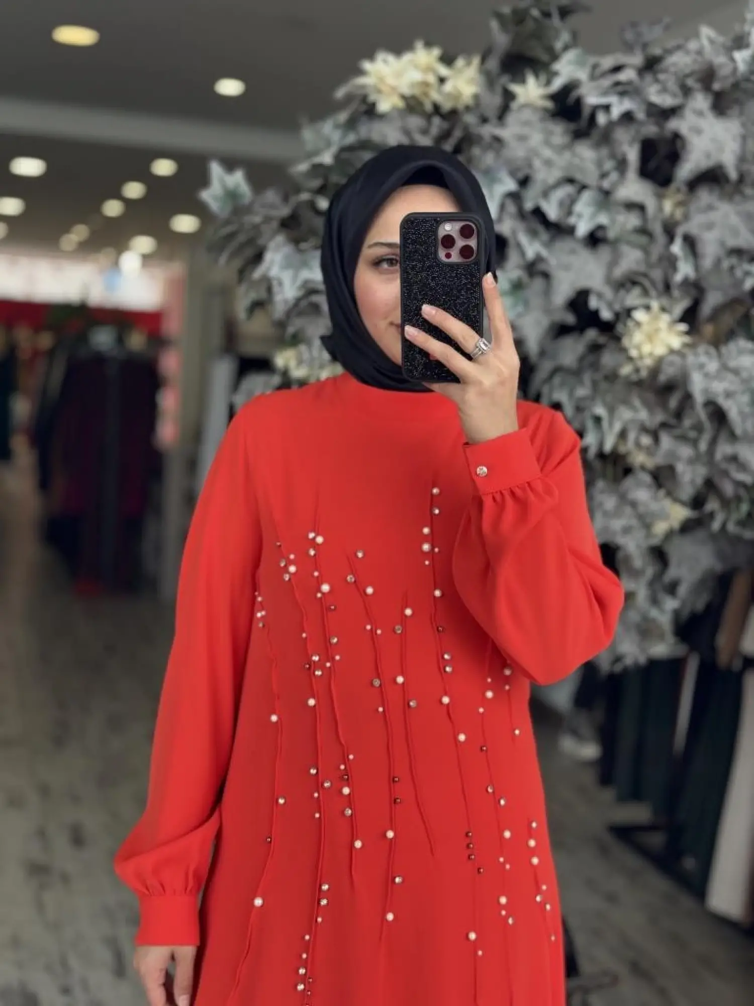 Almarwah Önü İnci ve Taş Detaylı Abiye Elbise 90470