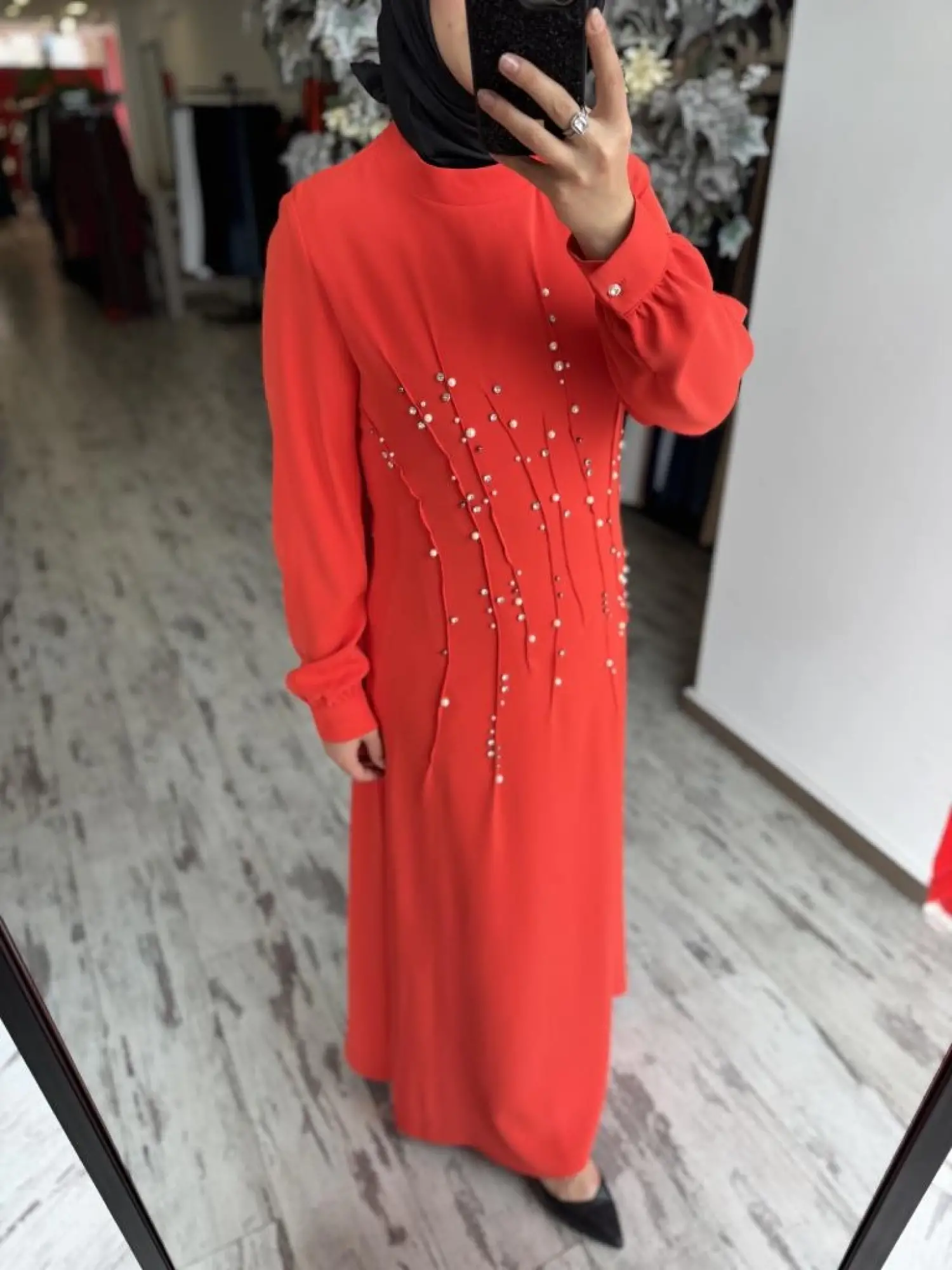 Almarwah Önü İnci ve Taş Detaylı Abiye Elbise 90470