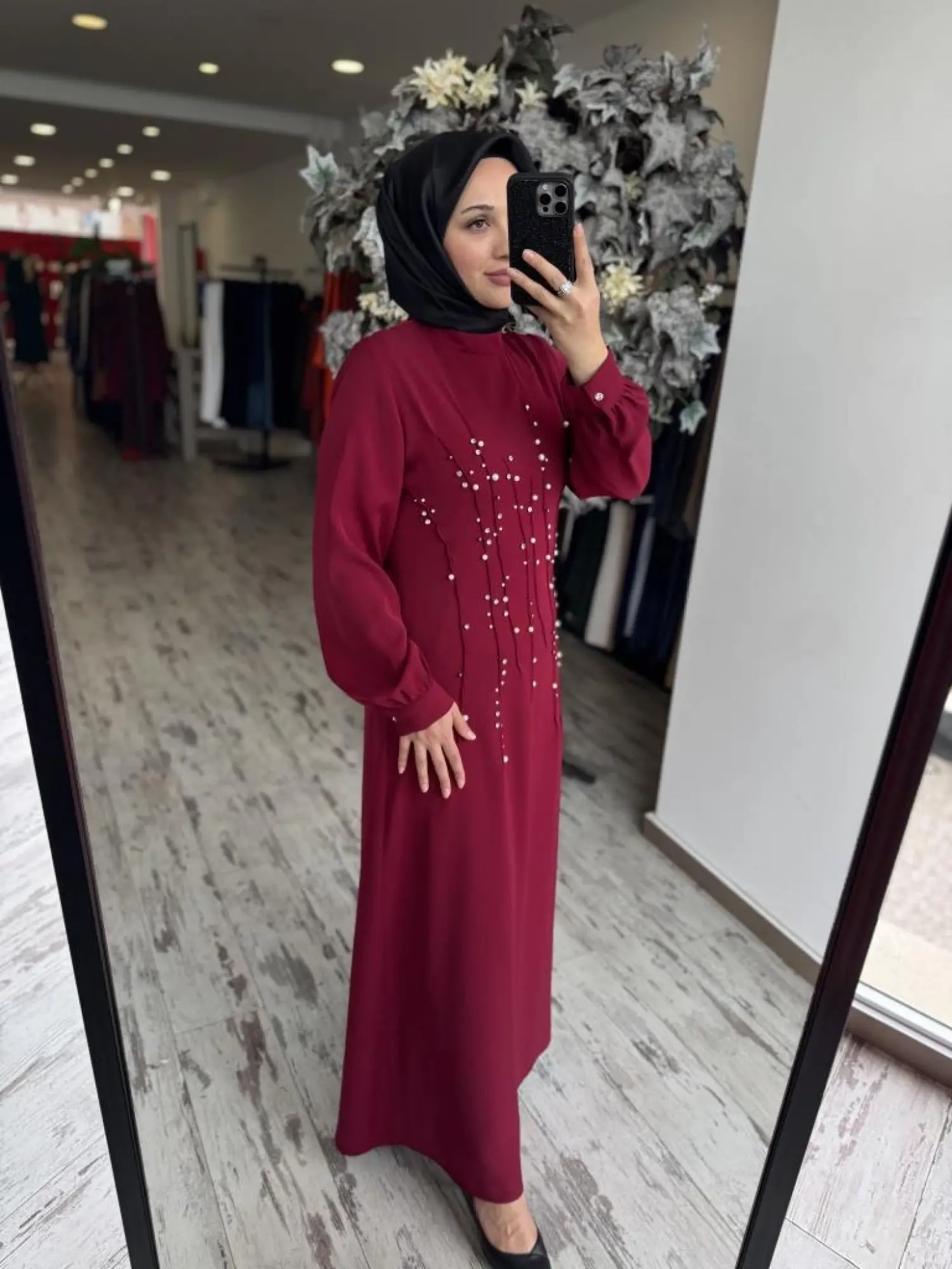 Almarwah Önü İnci ve Taş Detaylı Abiye Elbise 90470