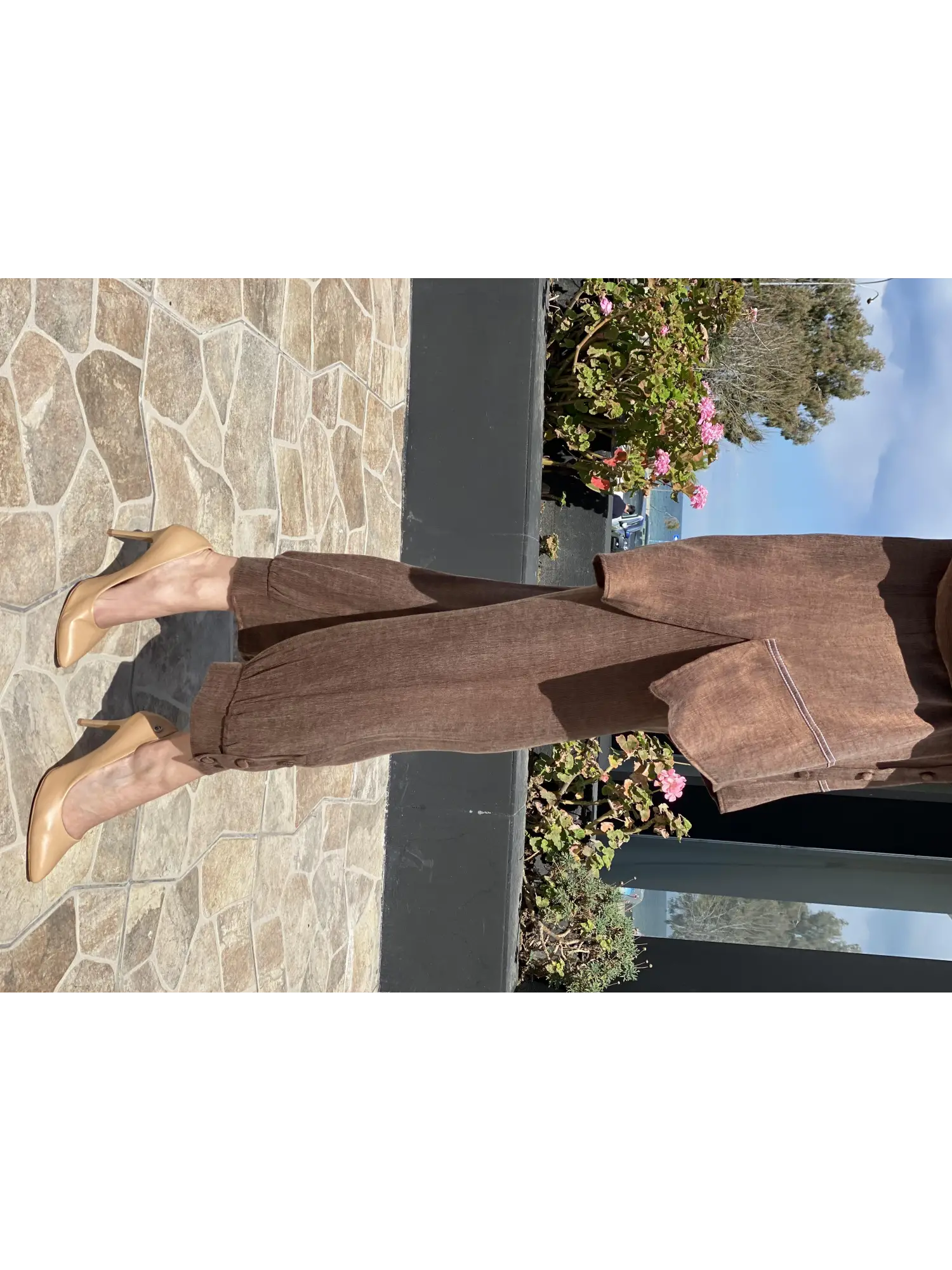 Almarwah Paçası Düğmeli Beli Lastikli Cupra İpek Pantolon 606045