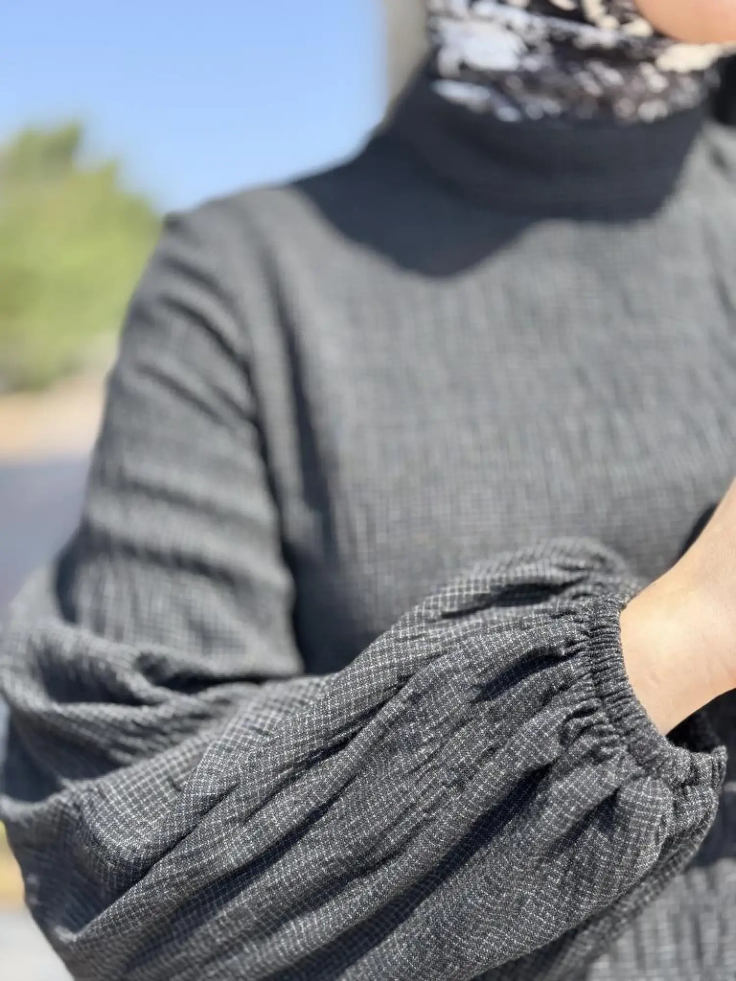 Almarwah Pitikare Desenli Asimetrik Pens Detaylı Elbise 303880