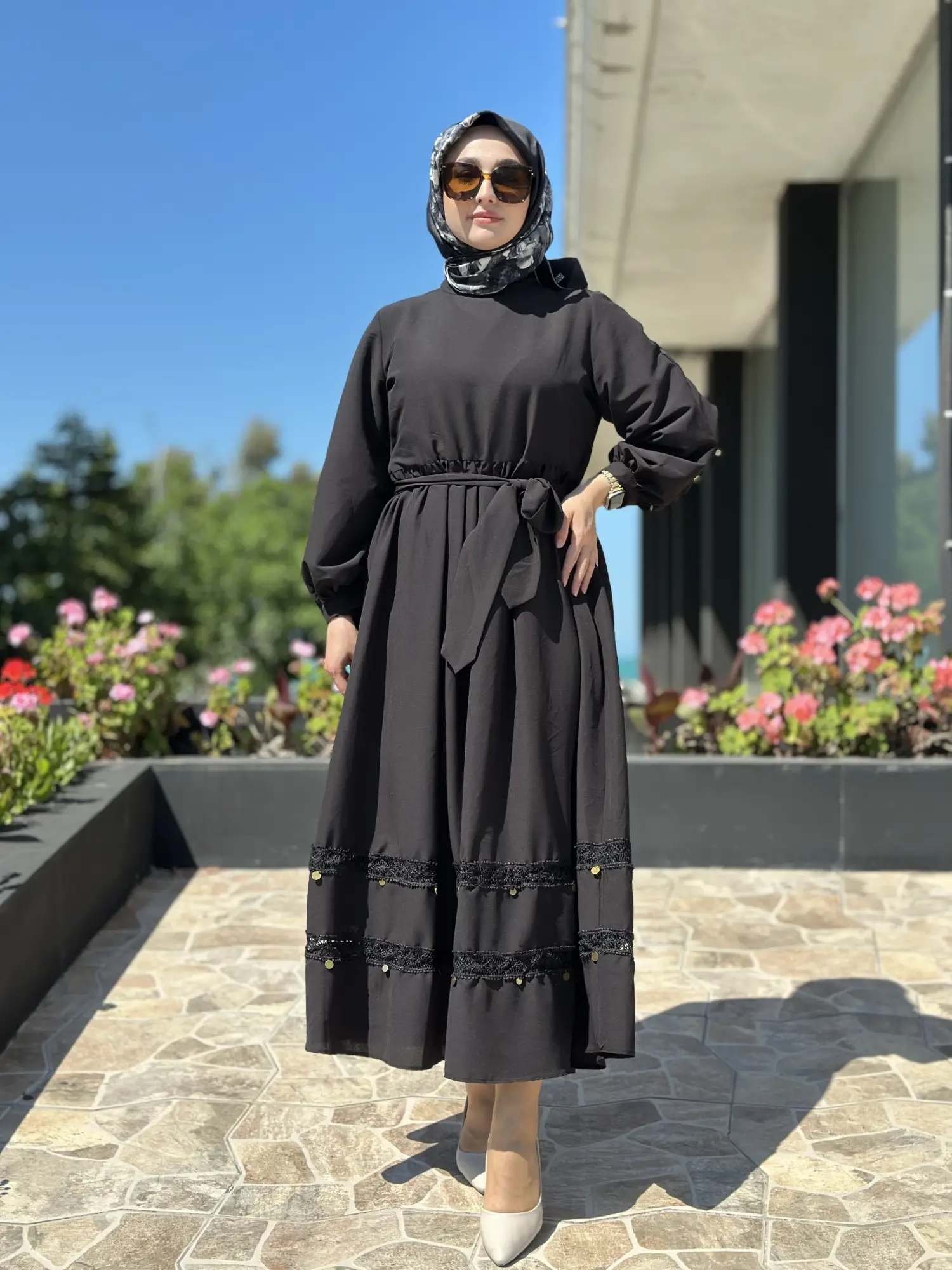 Almarwah Pul detaylı Poplinl Elbise 303901
