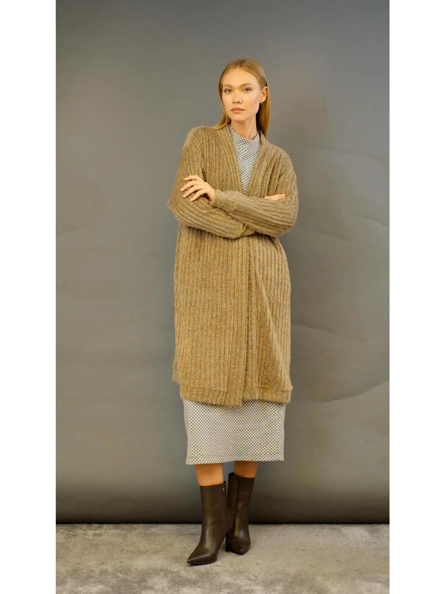 Almarwah Sakallı Örme Triko Yelek / Hırka 404907