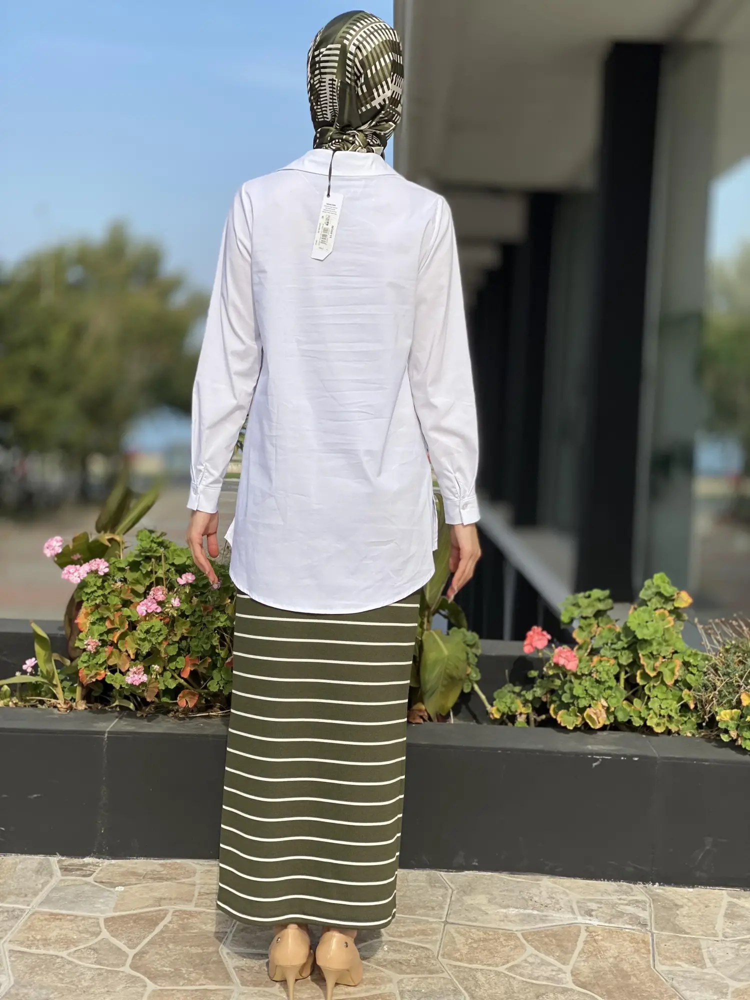 Almarwah Triko Detaylı Beyaz Gömlek 101929