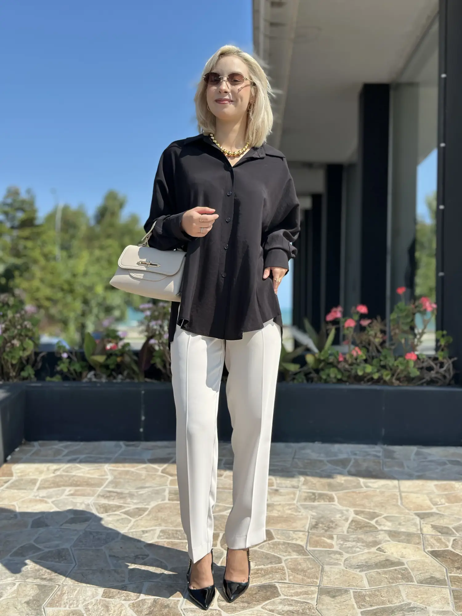 Almarwah Yandan Yırtmaçlı Modal Gömlek 101025